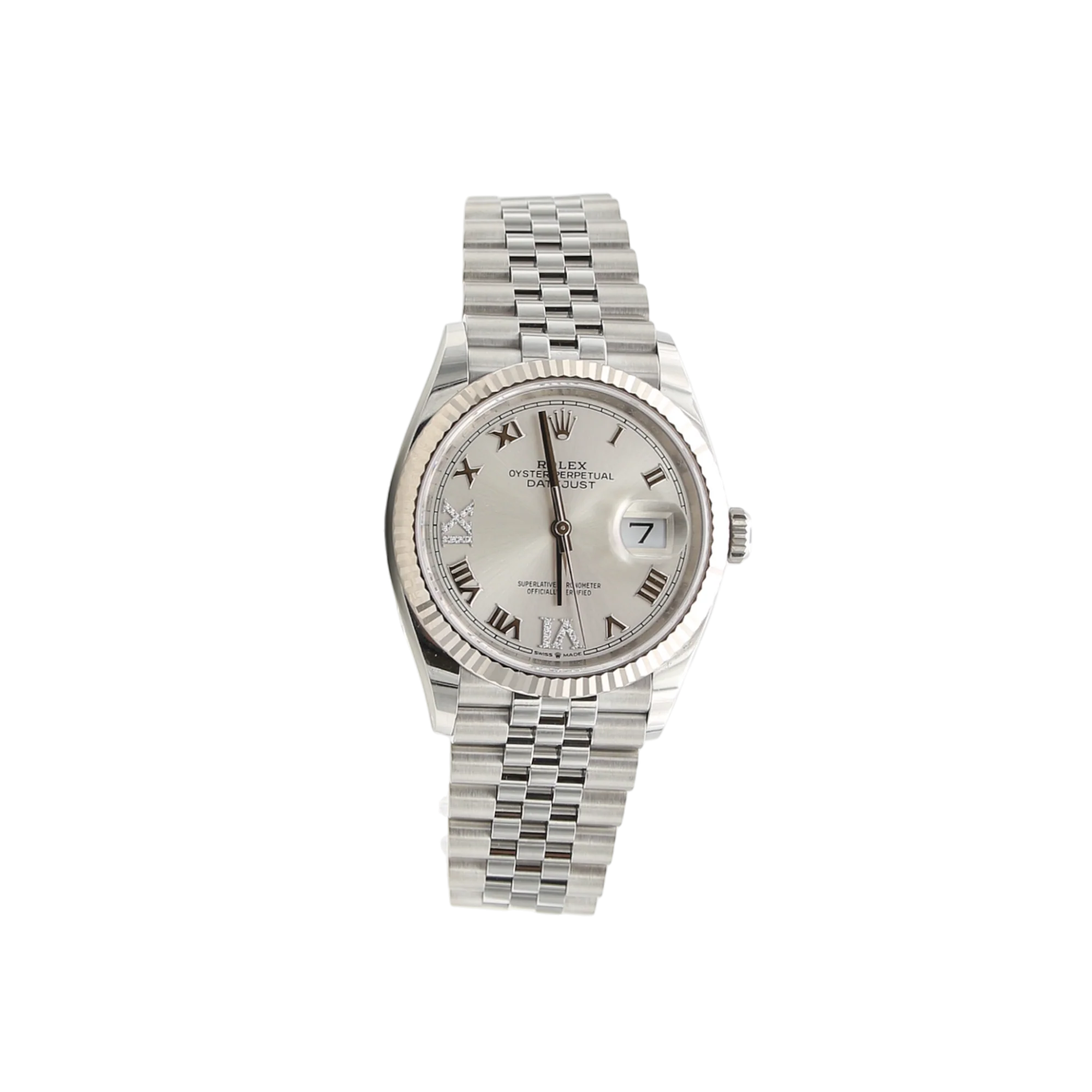 Rolex Datejust ref. 126234 Silver Diamonds VI IX Dial - Jubilee bracelet - Full Set
