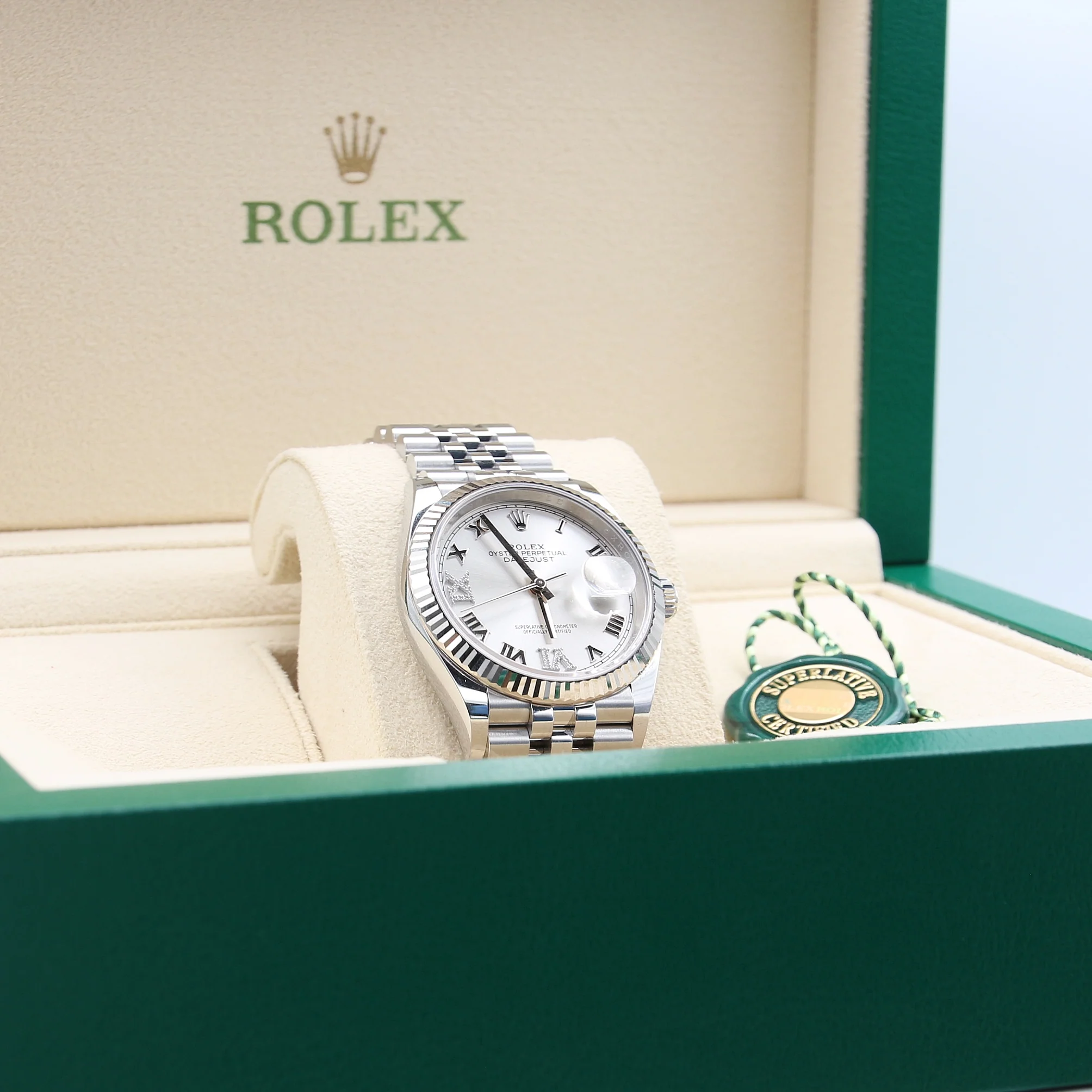 Rolex Datejust ref. 126234 Silver Diamonds VI IX Dial - Jubilee bracelet - Full Set - Image 6