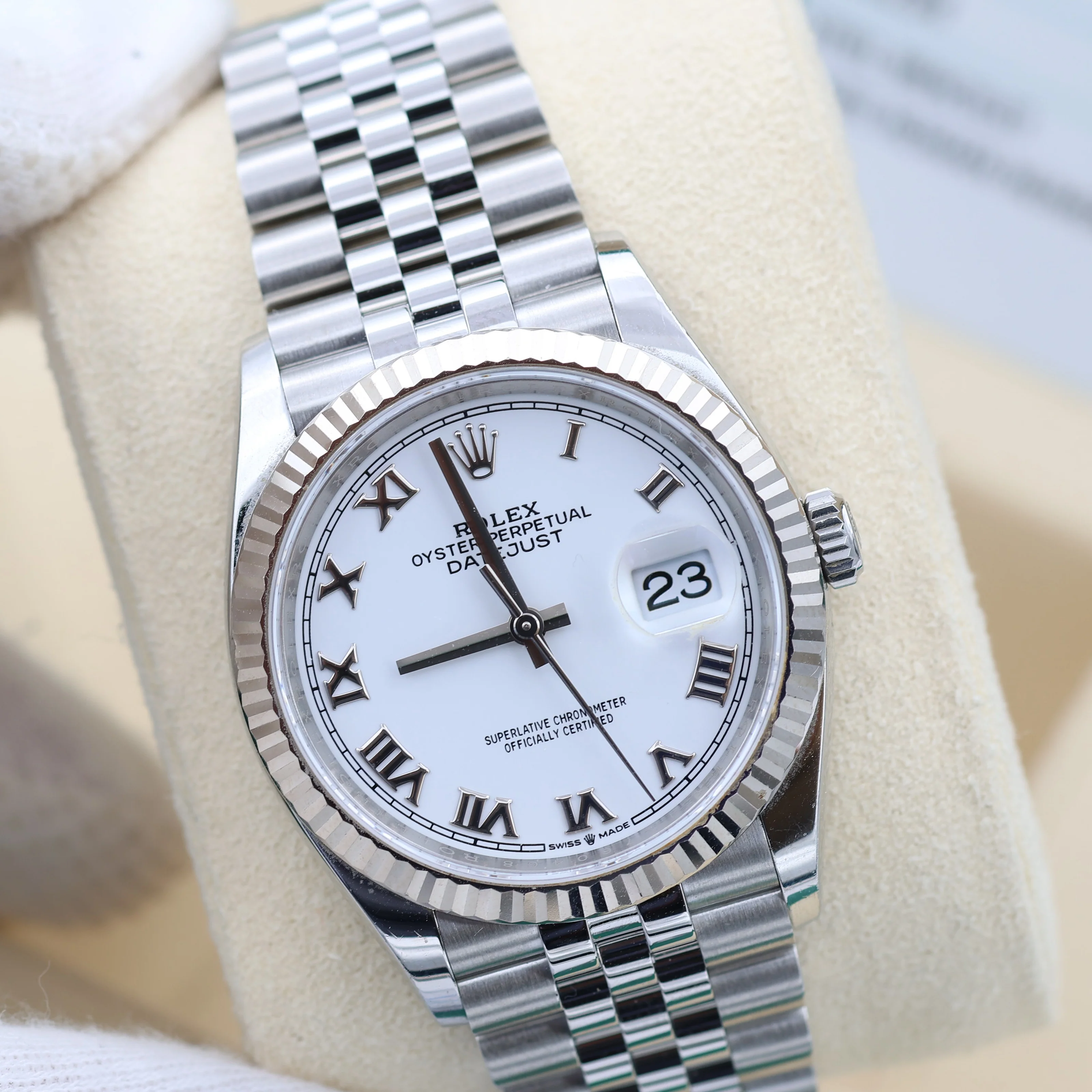 Rolex Datejust ref. 126234 White Roman Dial Jubilee bracelet - Full Set - Image 2