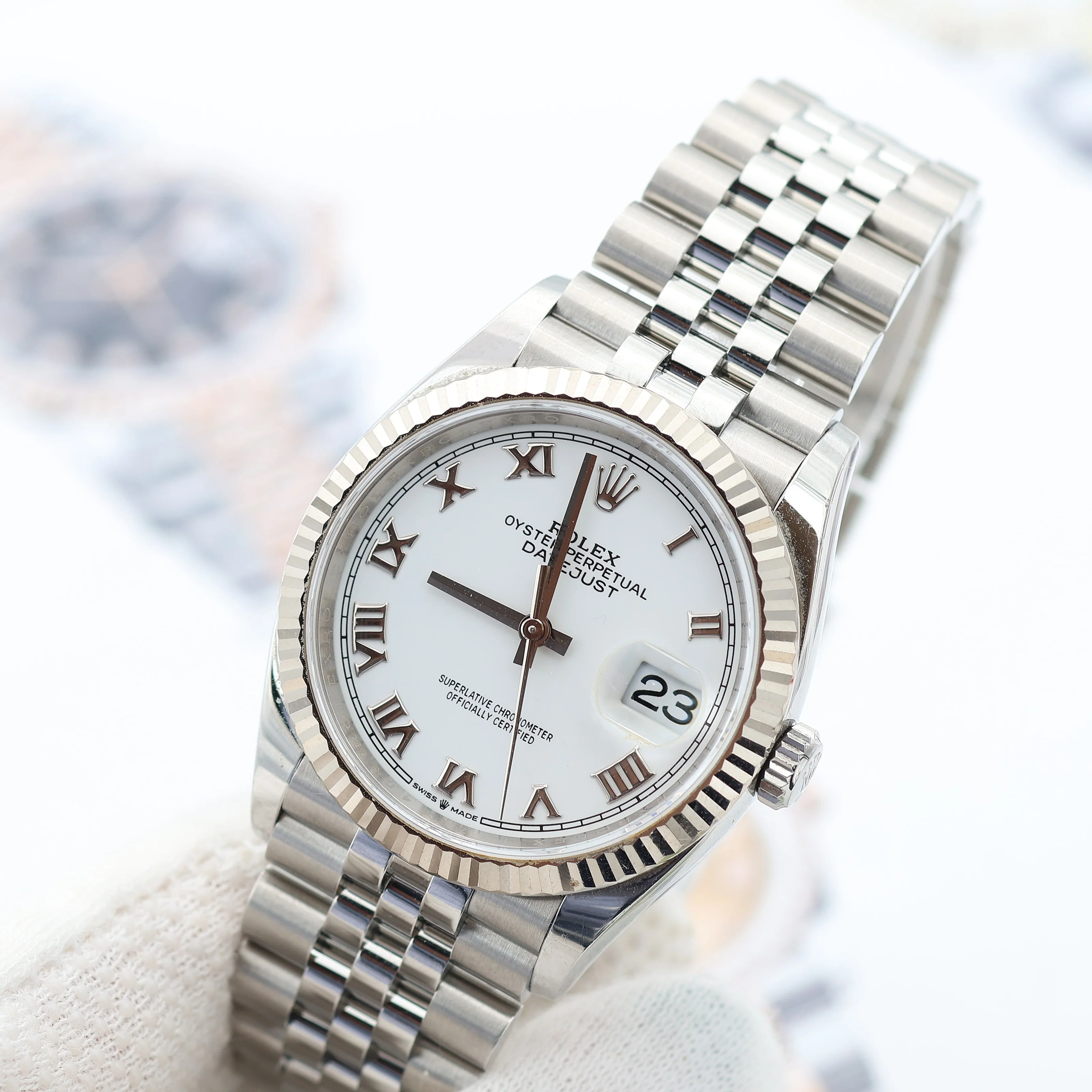 Rolex Datejust ref. 126234 White Roman Dial Jubilee bracelet - Full Set - Image 4