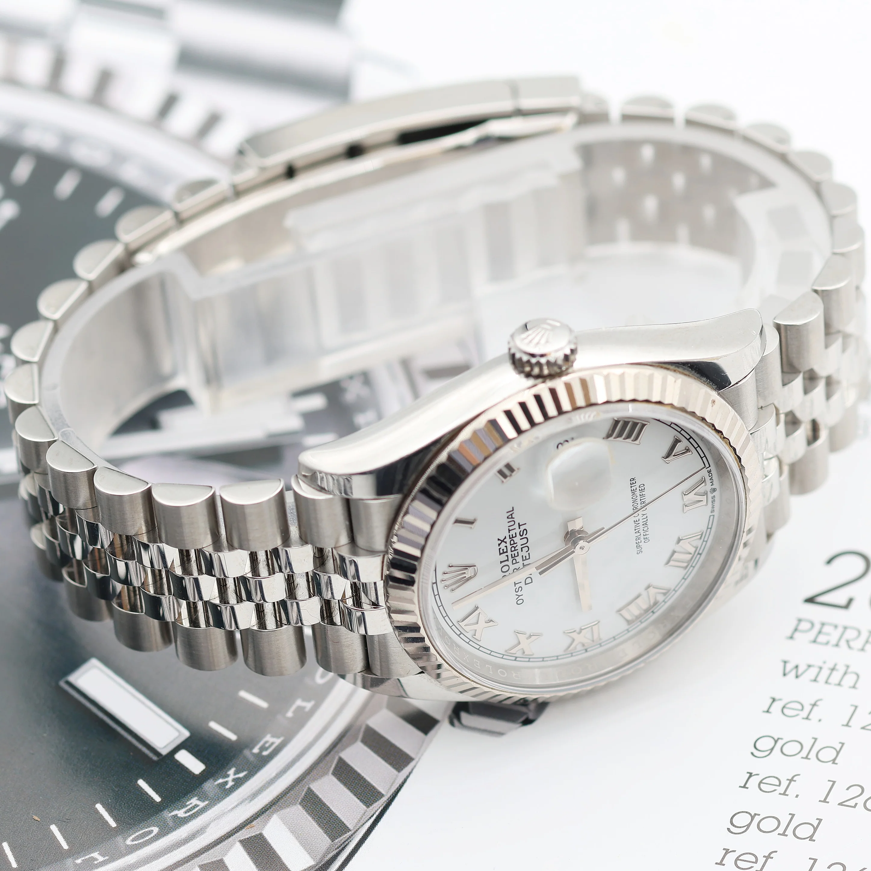 Rolex Datejust ref. 126234 White Roman Dial Jubilee bracelet - Full Set - Image 9