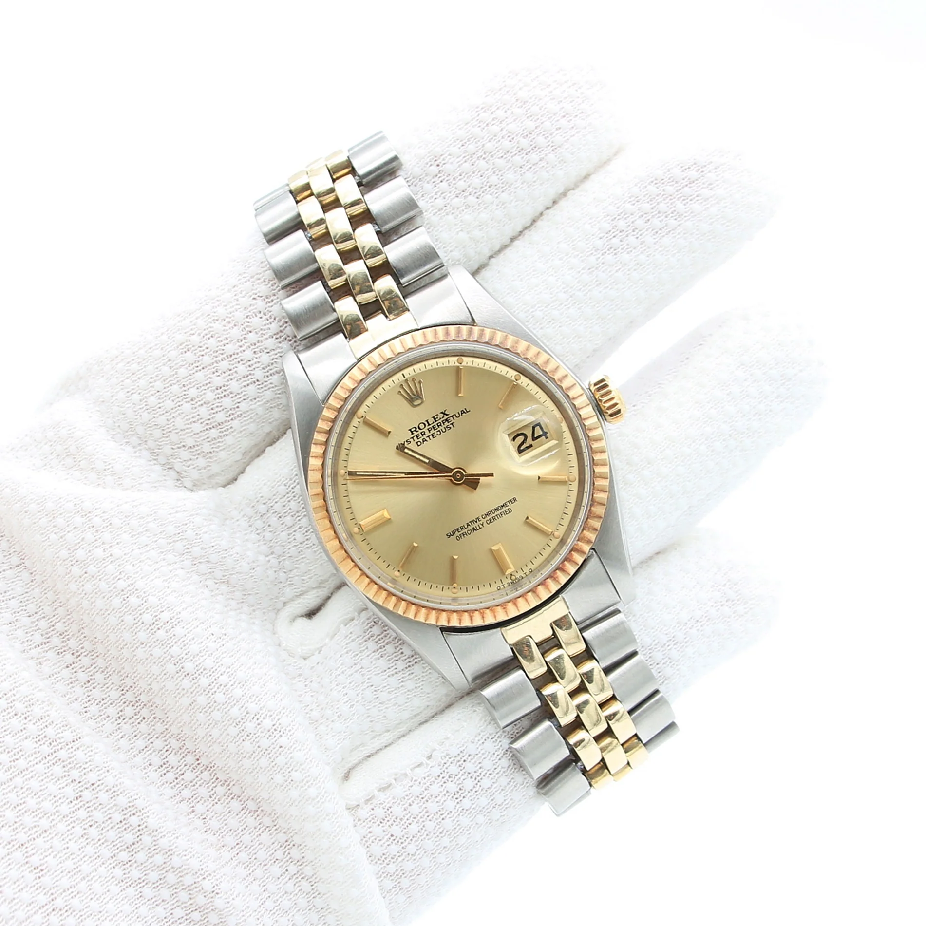 Rolex Datejust ref. 1601 - Champagne Dial - Steel/Gold - American Ovolini Bracelet - Image 2