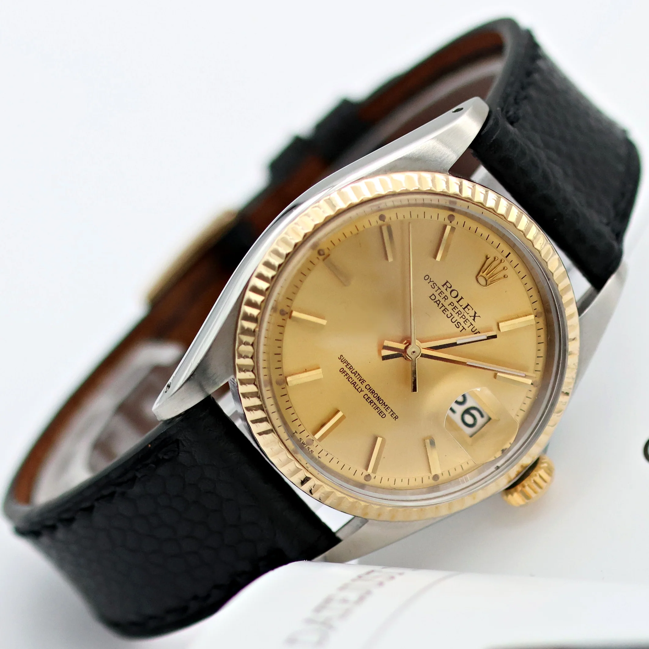 Rolex Datejust ref. 1601 - Steel/Yellow Gold - Champagne Dial  - Leather strap - Image 10
