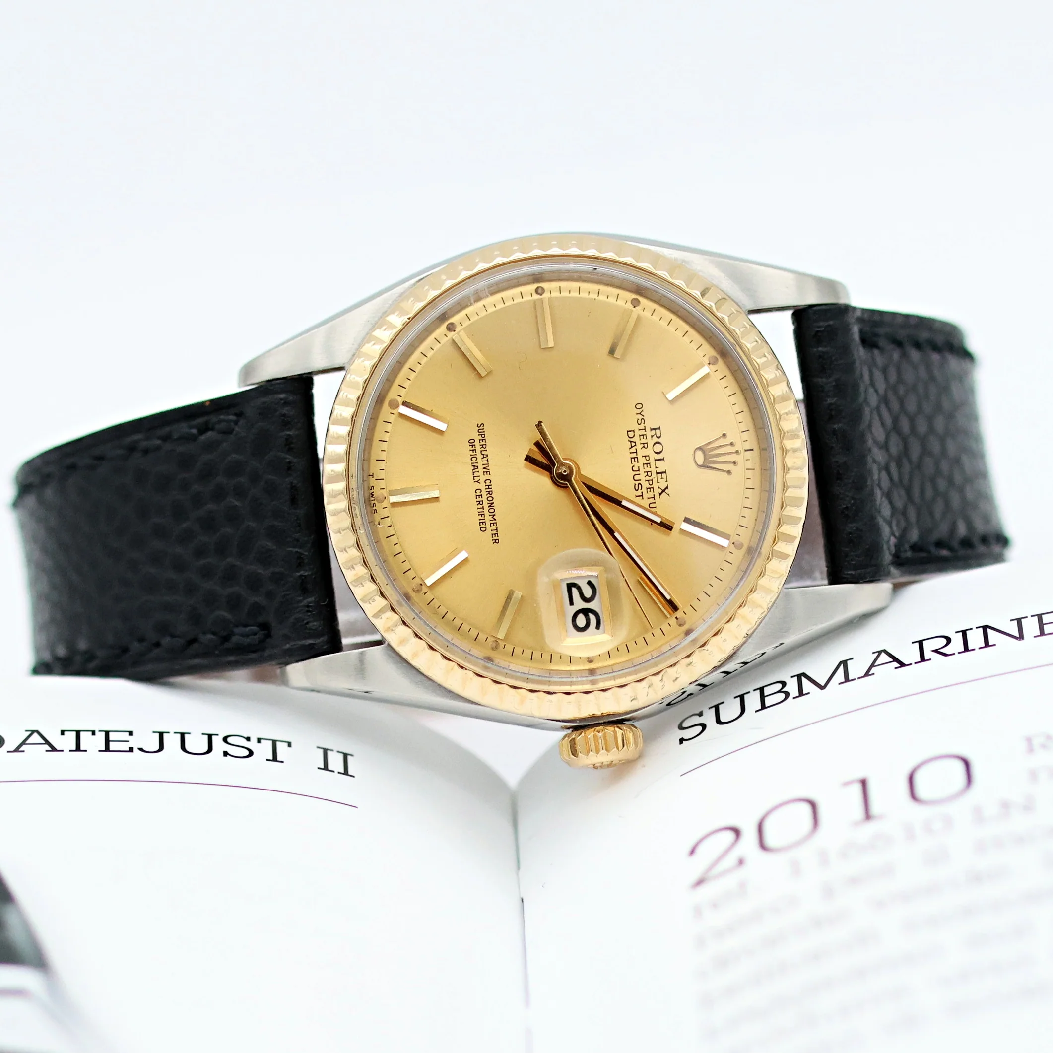 Rolex Datejust ref. 1601 - Steel/Yellow Gold - Champagne Dial  - Leather strap - Image 11