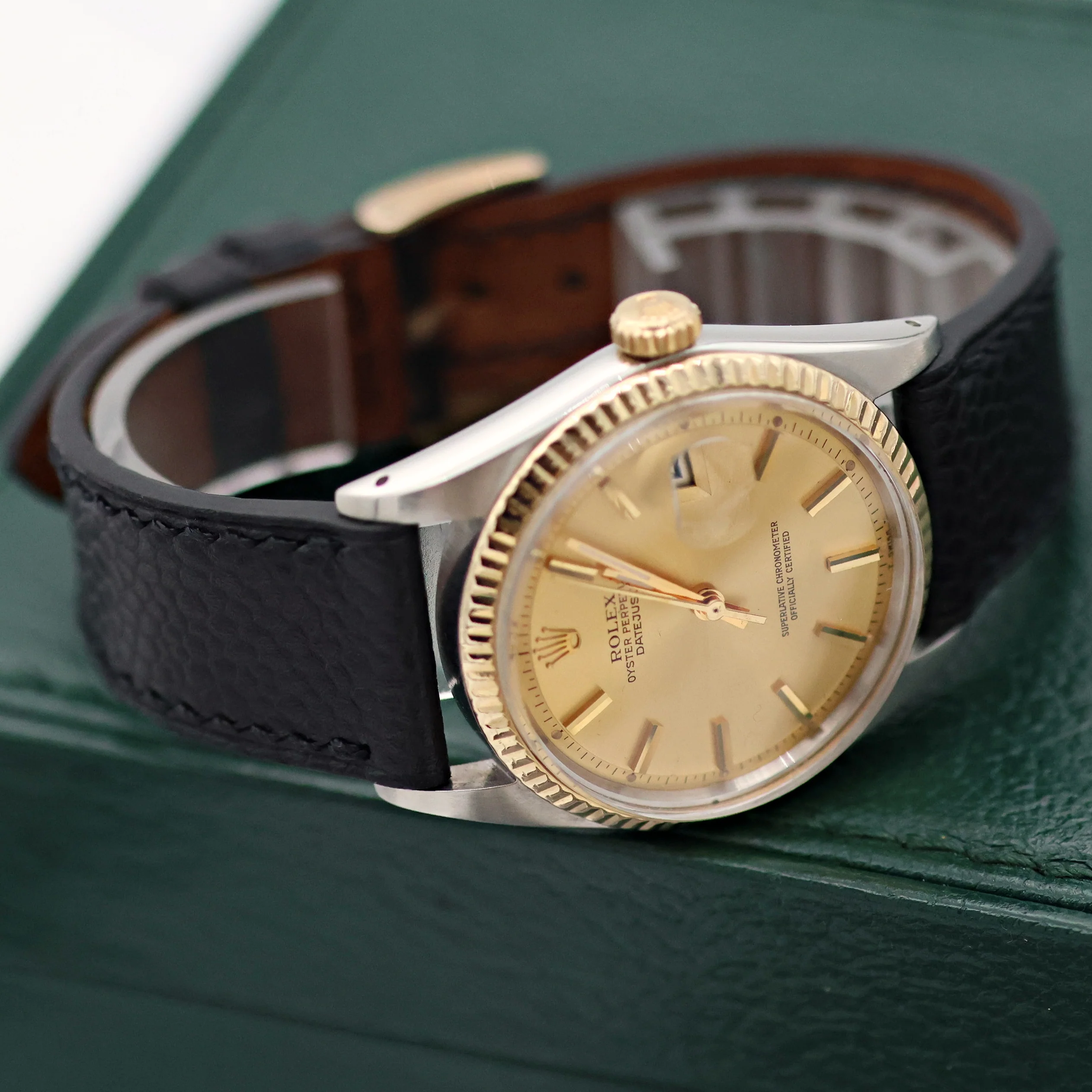 Rolex Datejust ref. 1601 - Steel/Yellow Gold - Champagne Dial  - Leather strap - Image 12