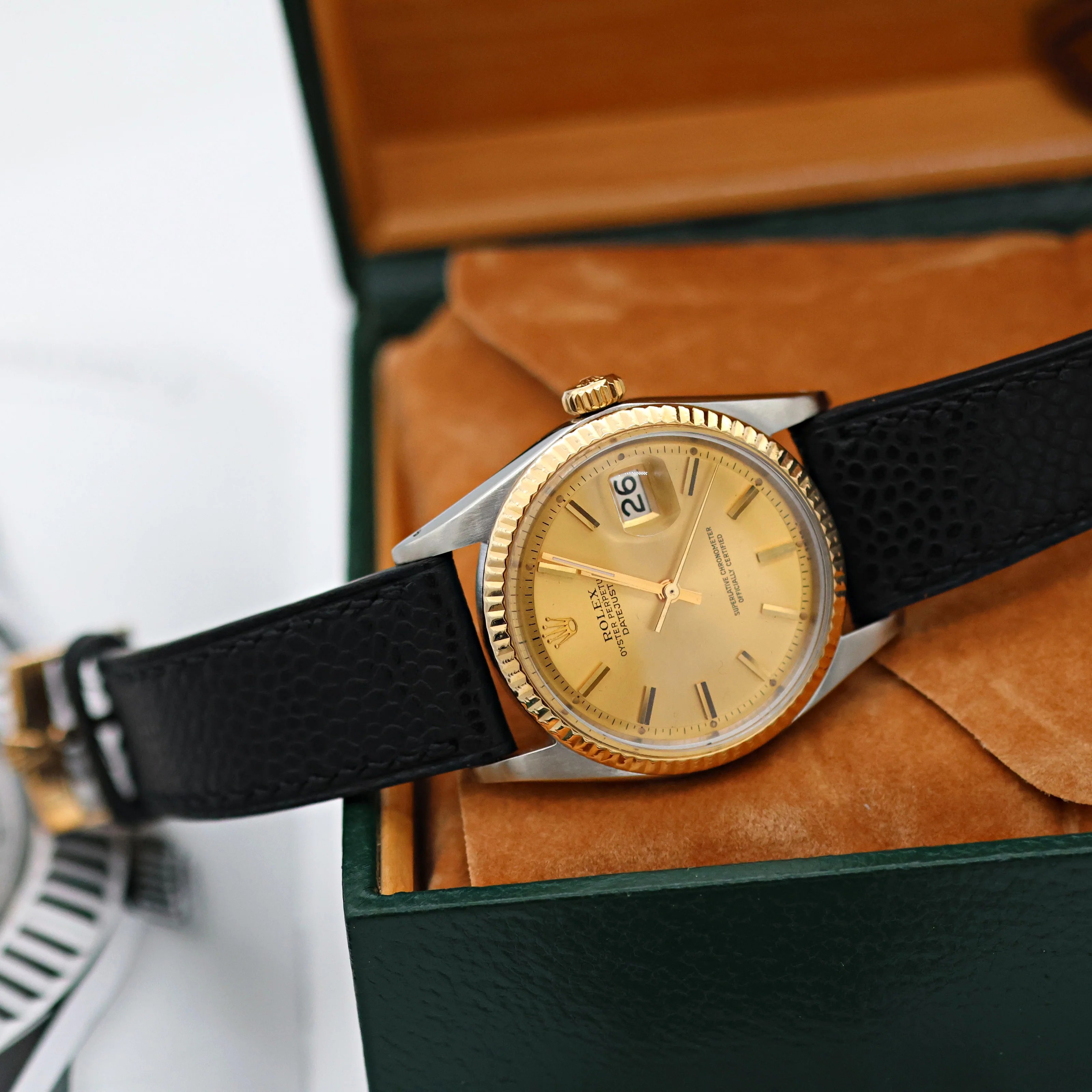 Rolex Datejust ref. 1601 - Steel/Yellow Gold - Champagne Dial  - Leather strap - Image 5