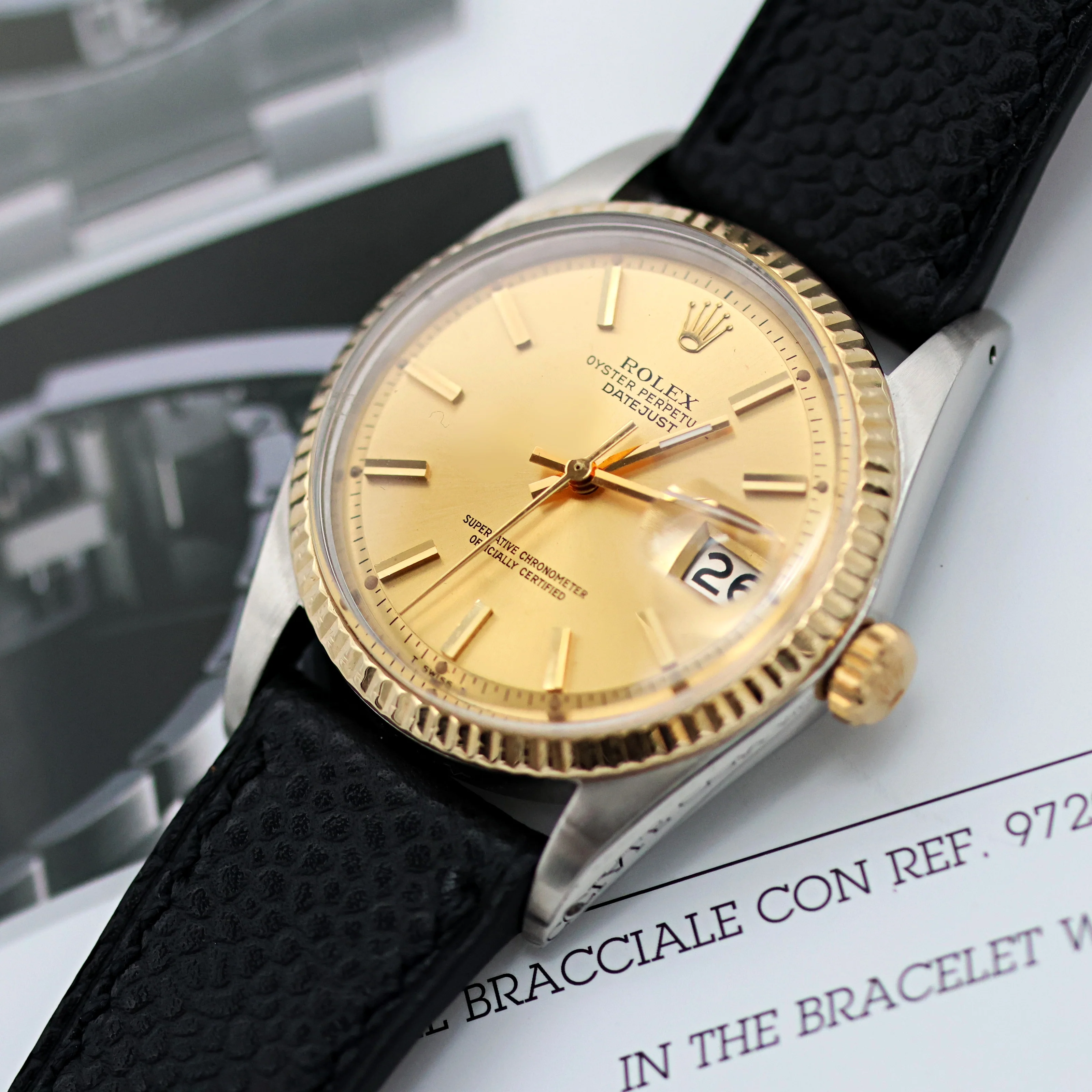 Rolex Datejust ref. 1601 - Steel/Yellow Gold - Champagne Dial  - Leather strap - Image 8