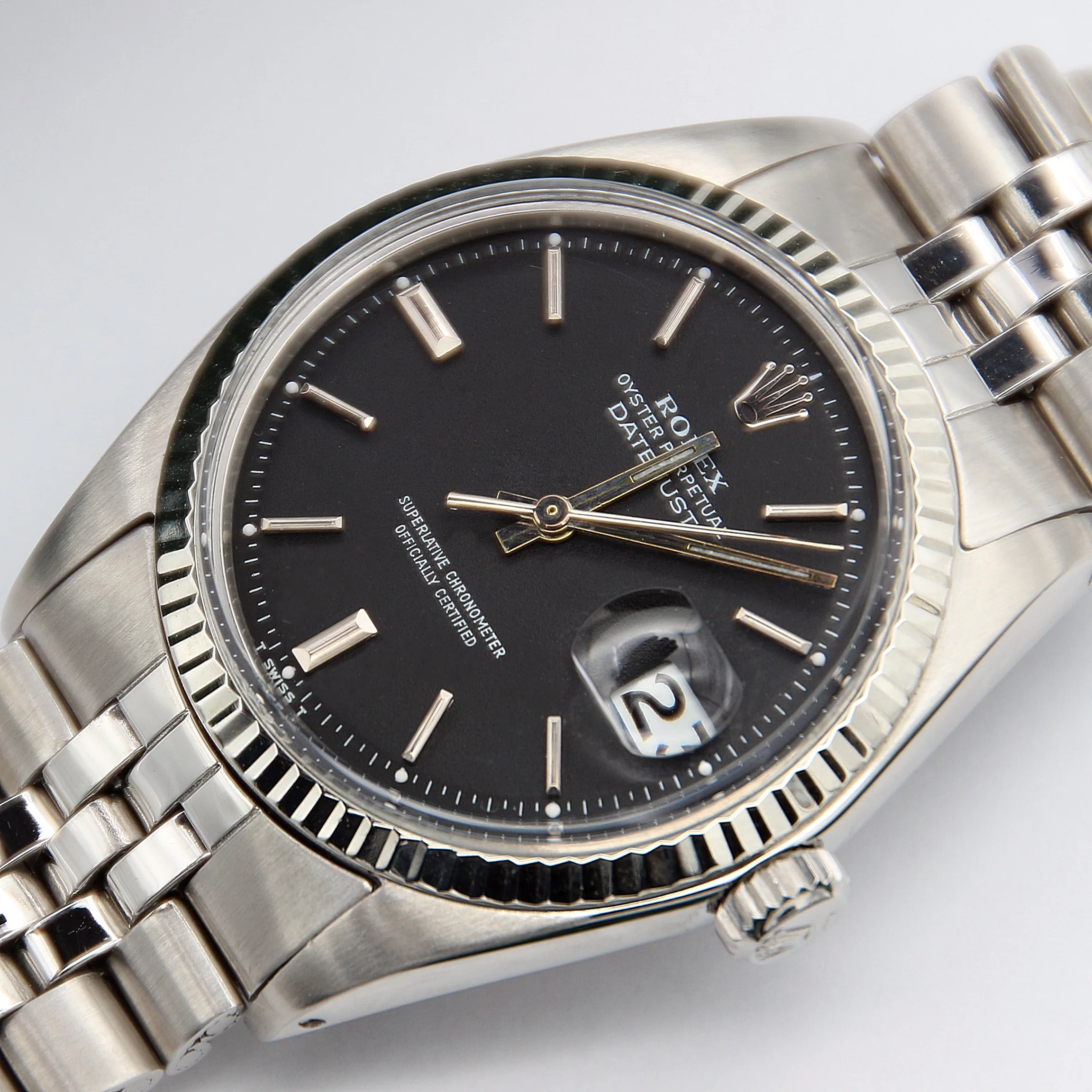 Rolex Datejust ref. 1601 - White Gold Bezel - Black Dial (V II) - Jubilee bracelet - Image 2