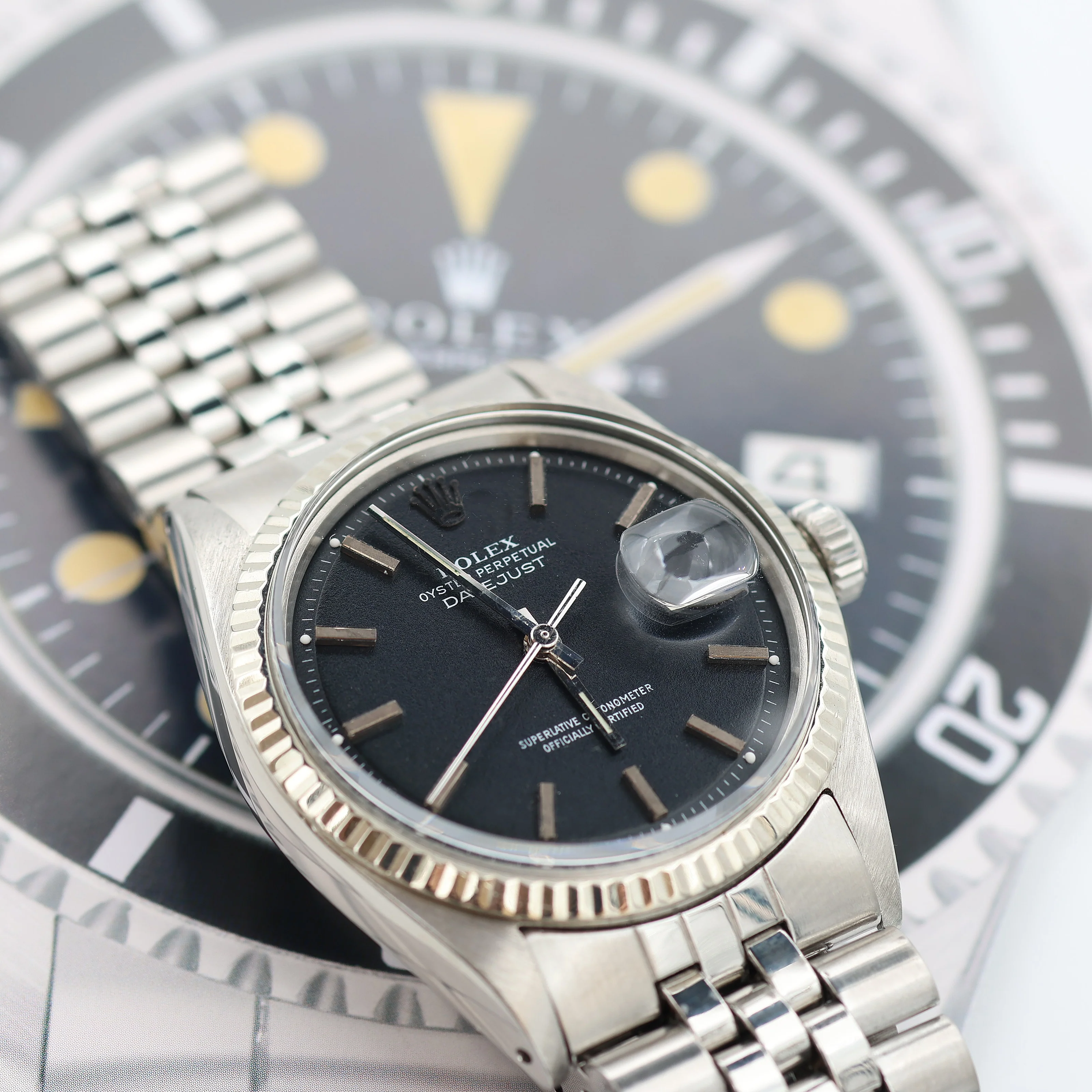 Rolex Datejust ref. 1601 - White Gold Bezel - Black Dial (V III) - Jubilee bracelet - Image 3