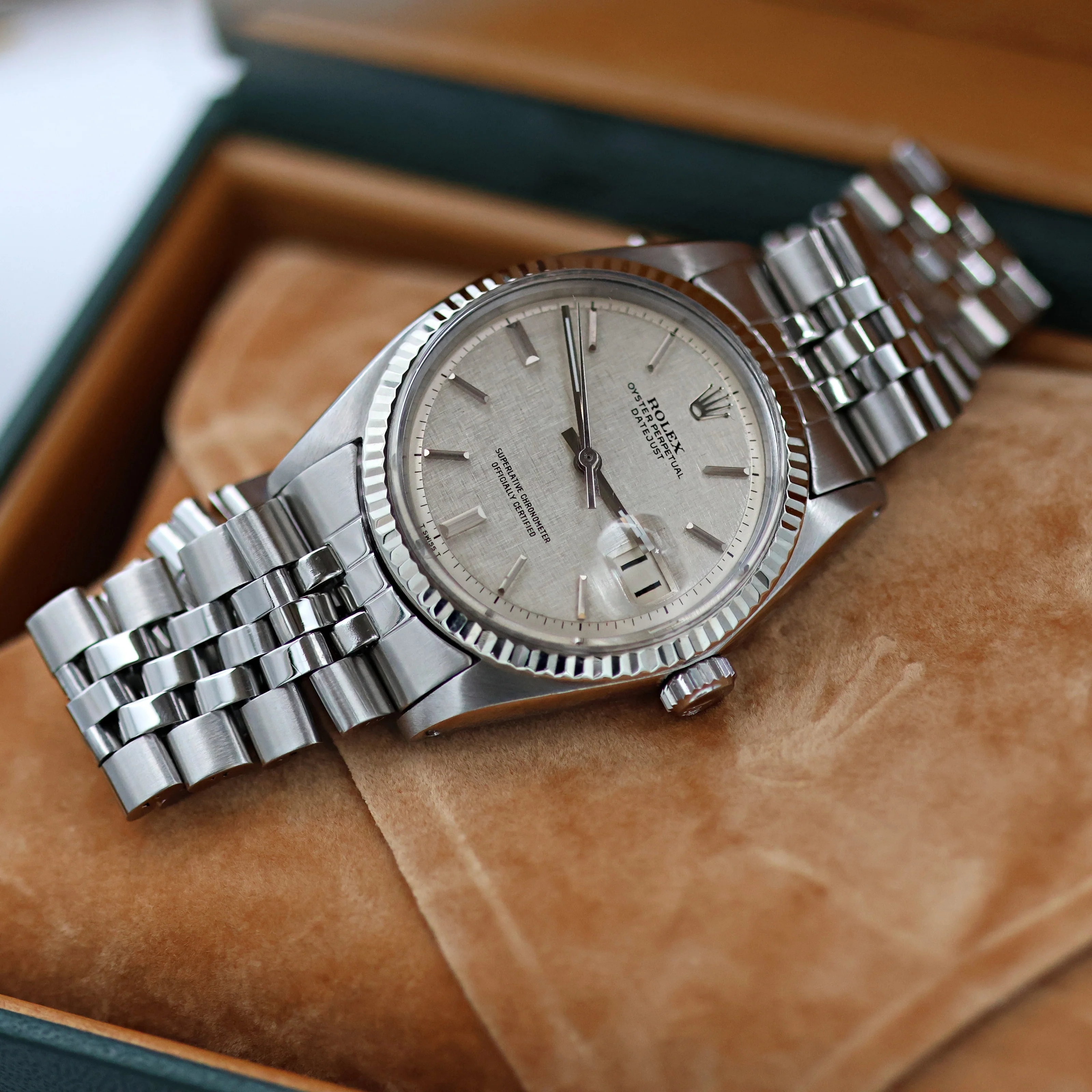 Rolex Datejust ref. 1601 - White Gold Bezel - Silver Linen Dial - Full Set - Image 3