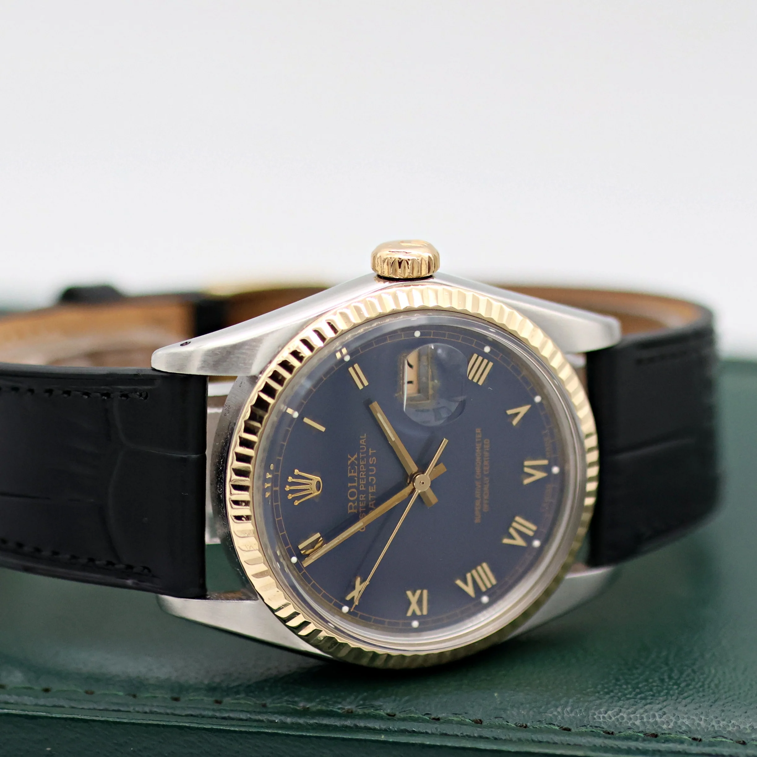 ON SALE: Rolex Datejust ref. 16013 Blue Roman Dial - Leather Strap - Full set - Image 8