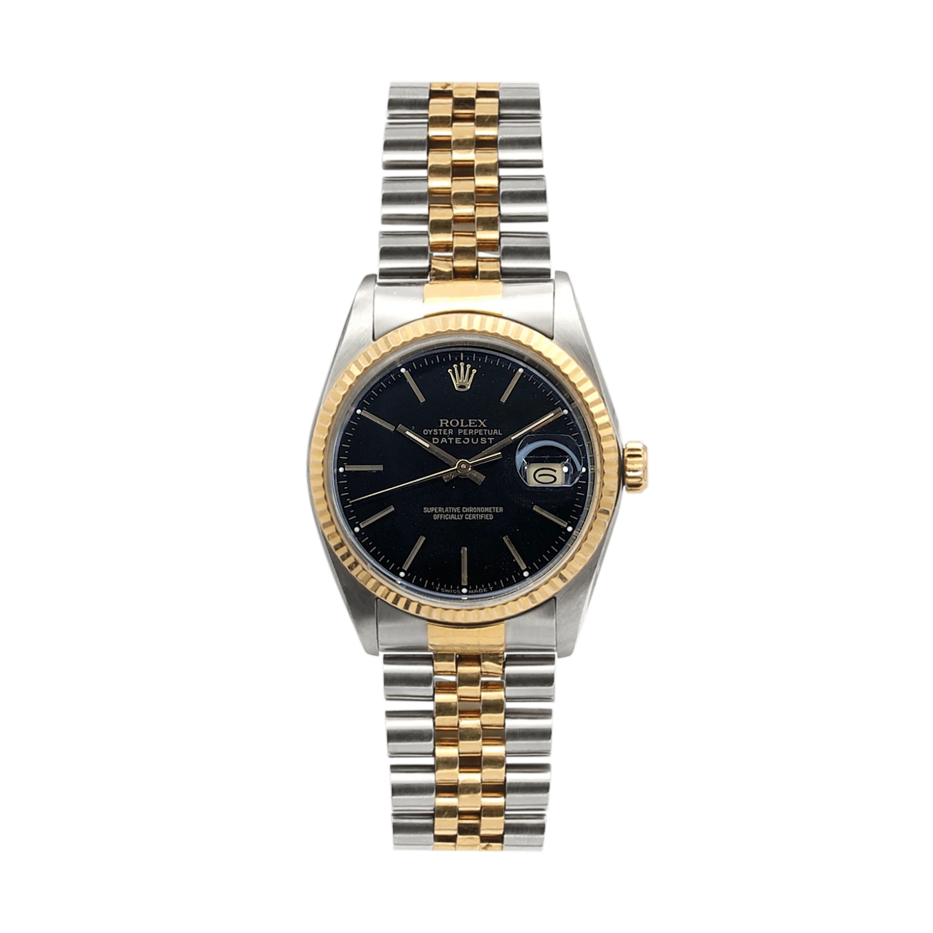 Rolex Datejust ref. 16013 -Steel/Gold - Black Plain dial