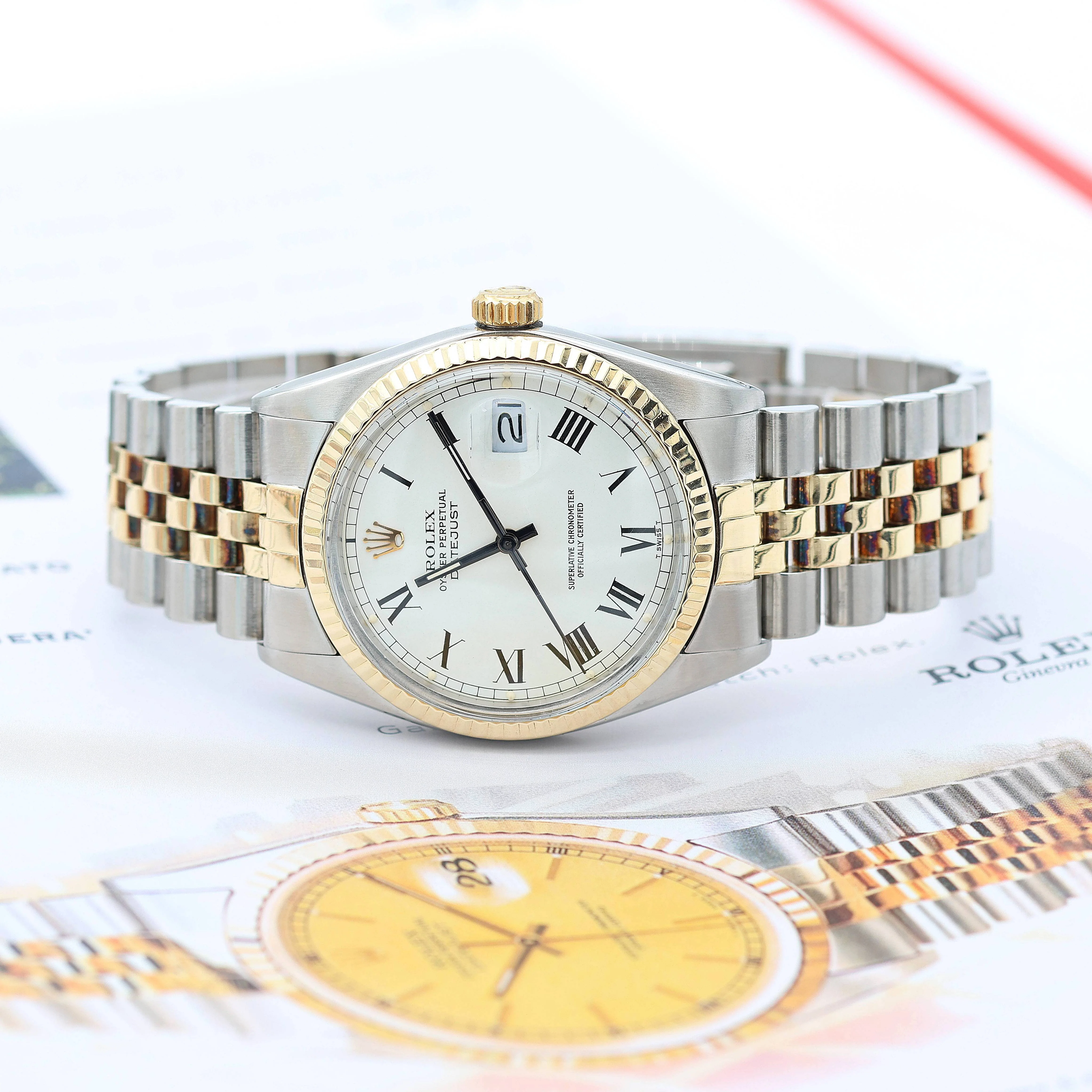 Rolex Datejust ref. 16013 -Steel/Gold - White Buckley Dial - Image 3