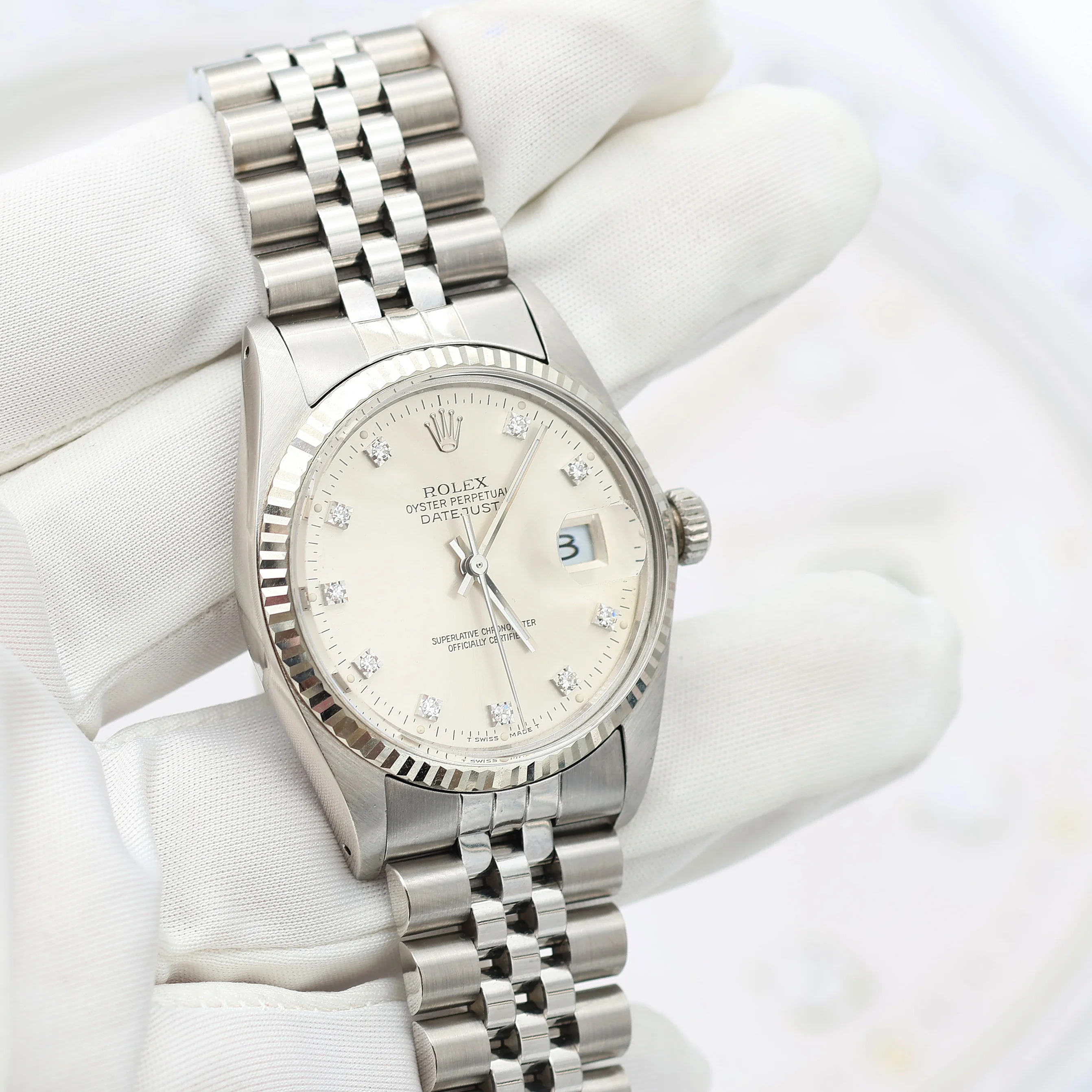 Rolex Datejust ref. 16014 - Silver Diamonds dial - Jubilee bracelet - Image 7