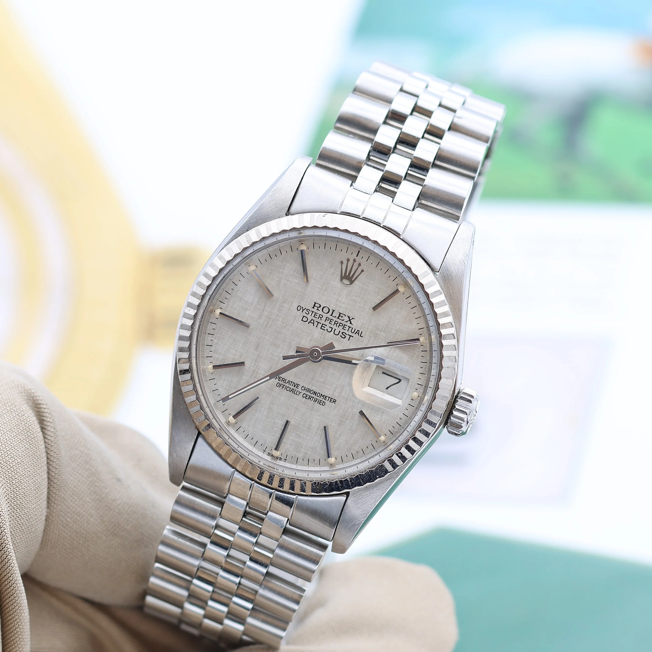 Rolex Datejust ref. 16014 - Silver Linen dial - Jubilee bracelet - Image 4