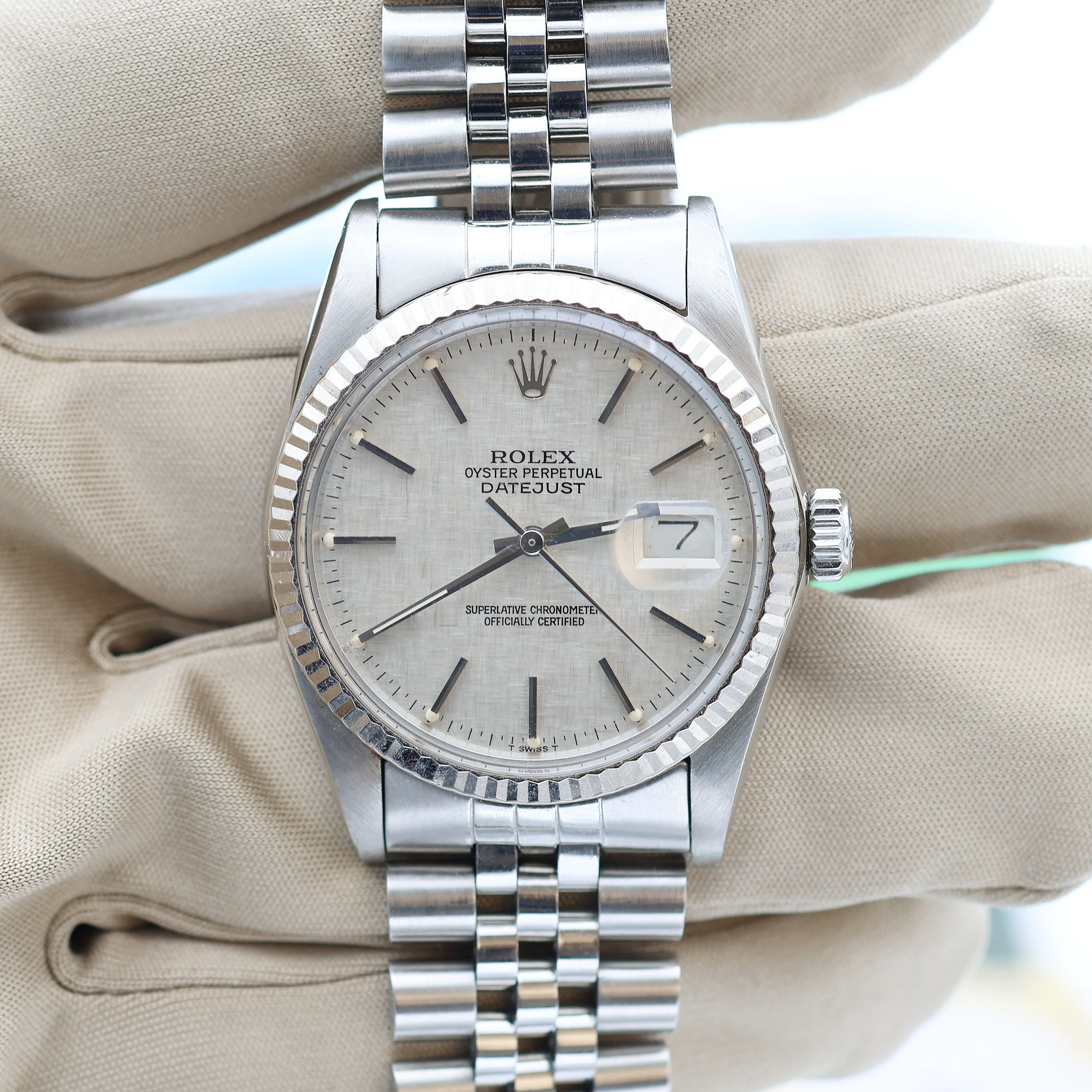 Rolex Datejust ref. 16014 - Silver Linen dial - Jubilee bracelet - Image 5