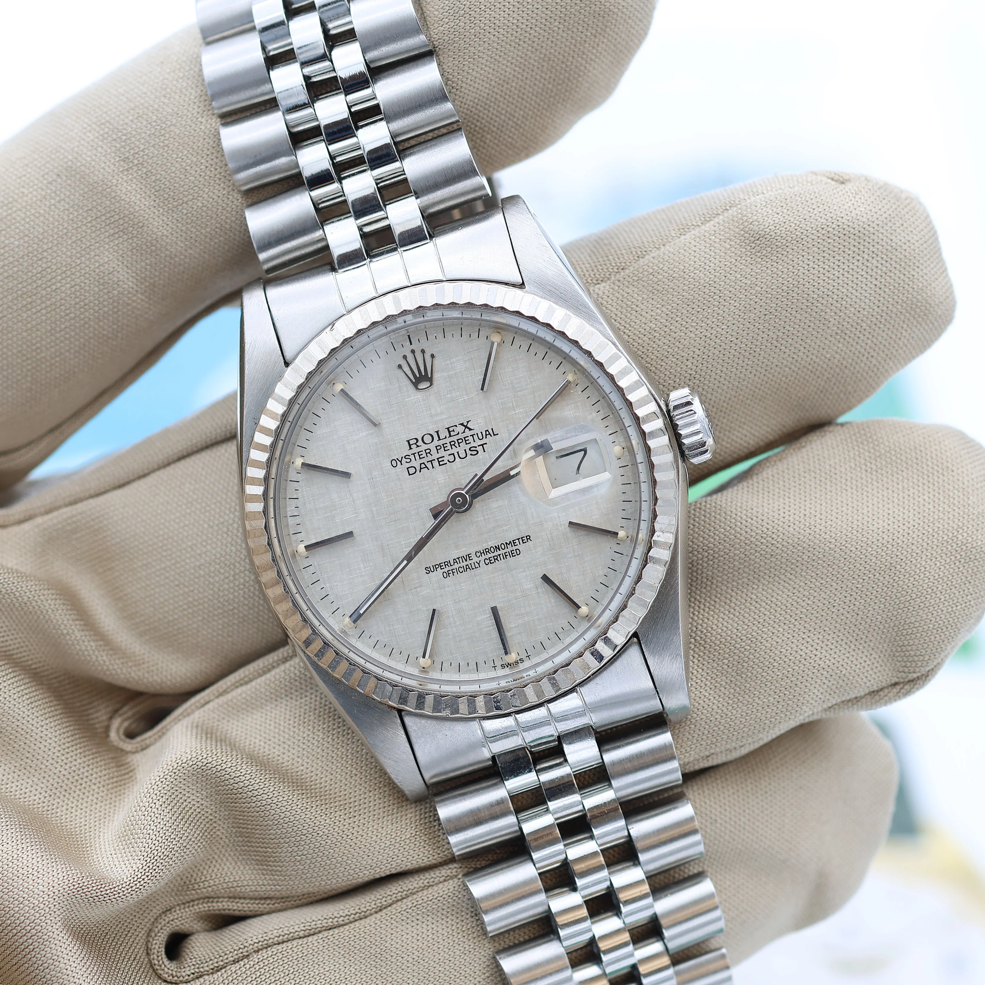 Rolex Datejust ref. 16014 - Silver Linen dial - Jubilee bracelet - Image 6