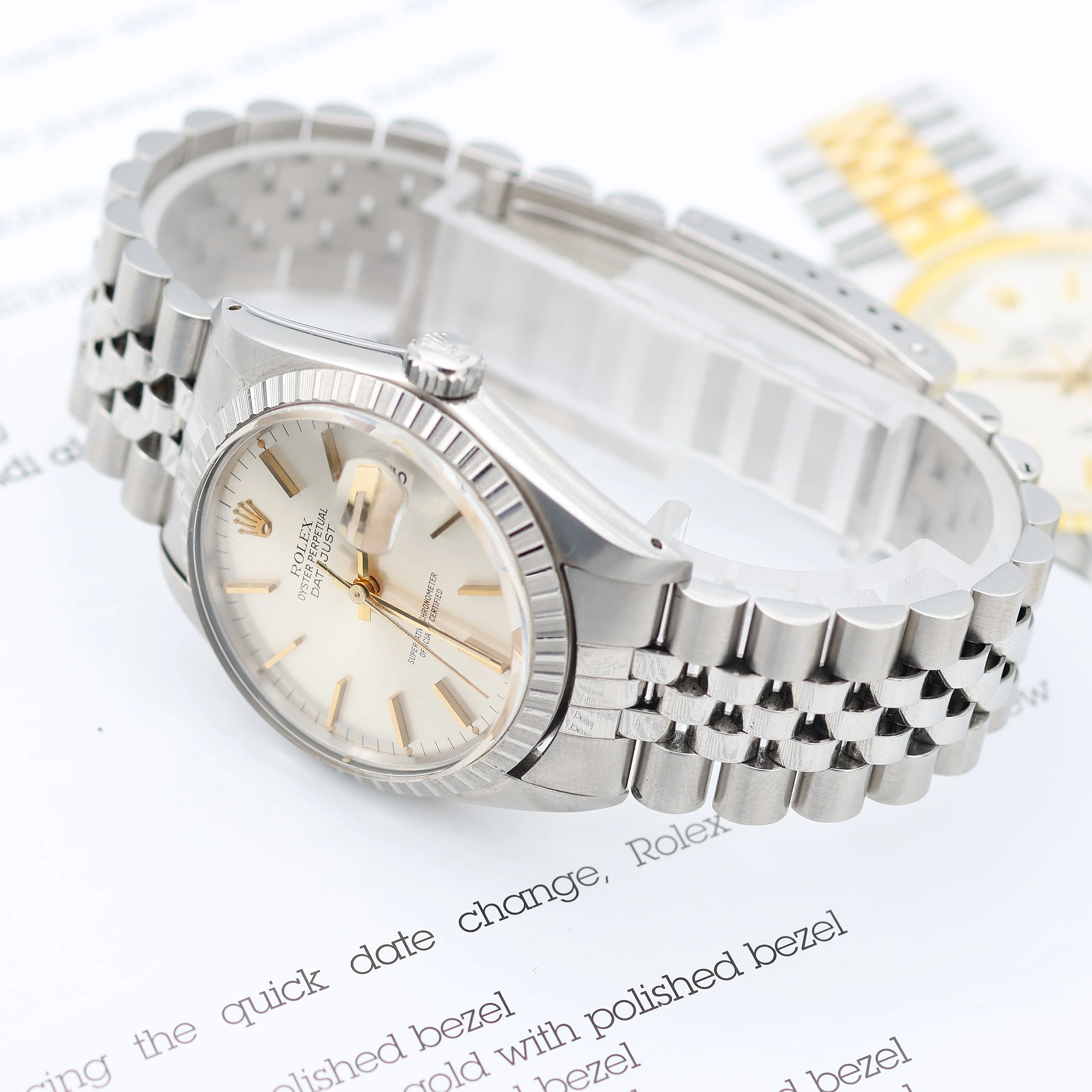 Rolex Datejust ref. 16030 Silver Dial with Golden indexes- Jubilee - Full Set - Image 11