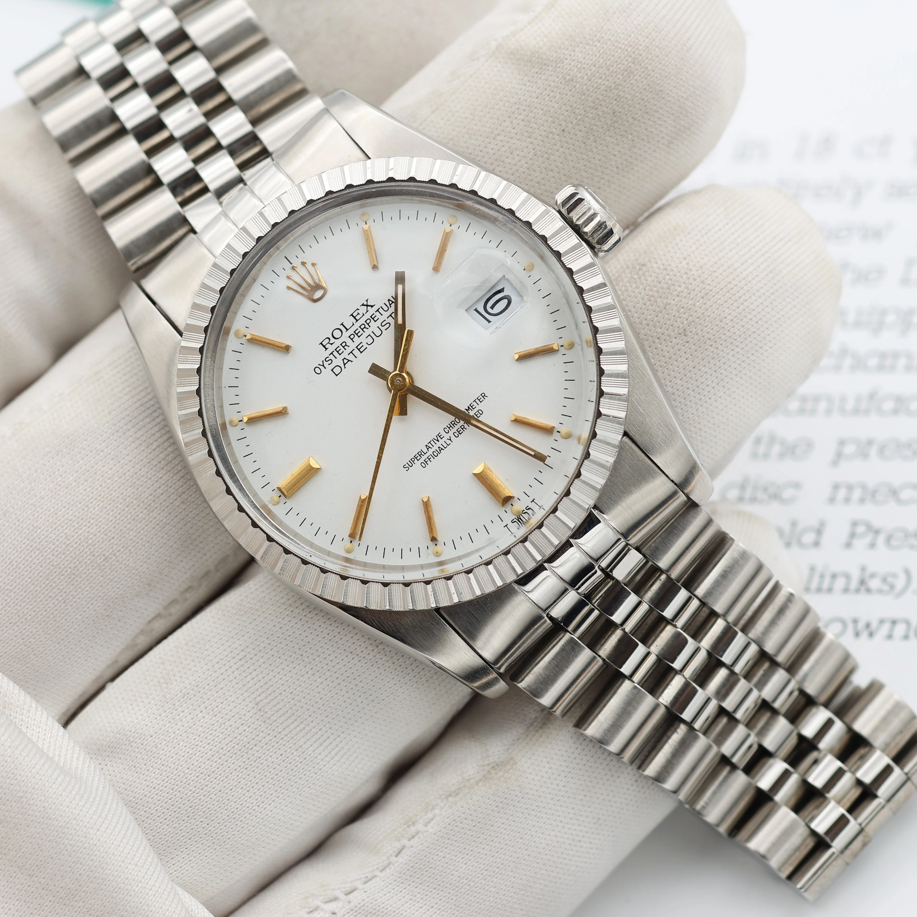 Rolex Datejust ref. 16030 White Dial with Golden indexes- Jubilee - Image 7