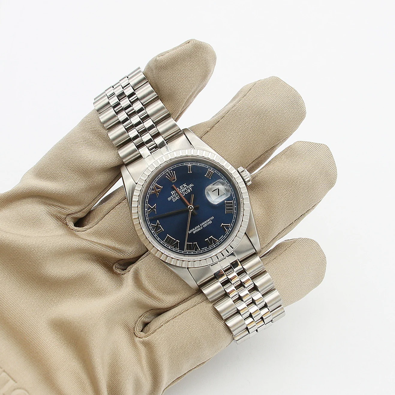 Rolex Datejust ref. 16220 Blue Roman Dial Jubilee Bracelet - Full Set - Image 4