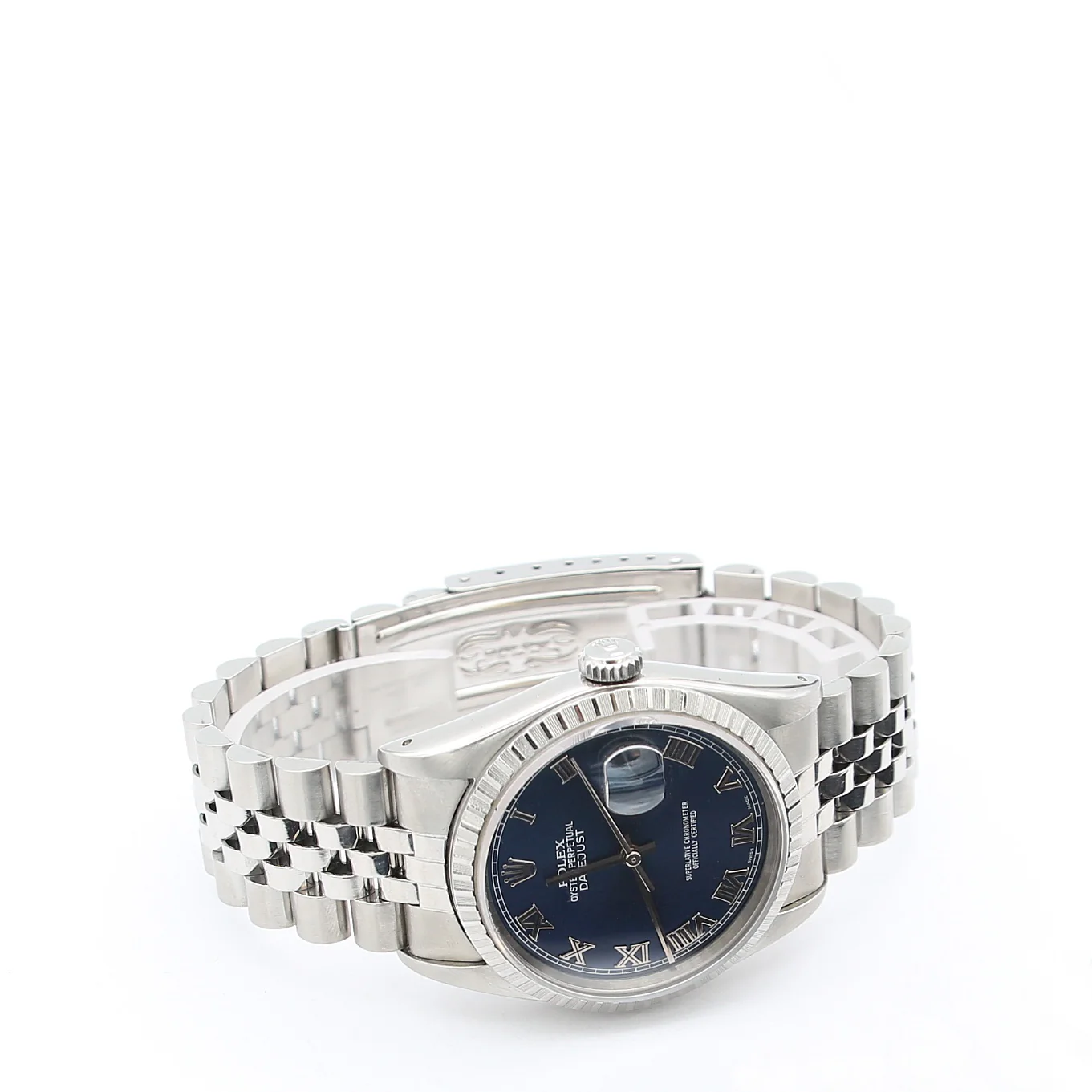 Rolex Datejust ref. 16220 Blue Roman Dial Jubilee Bracelet - Full Set - Image 7