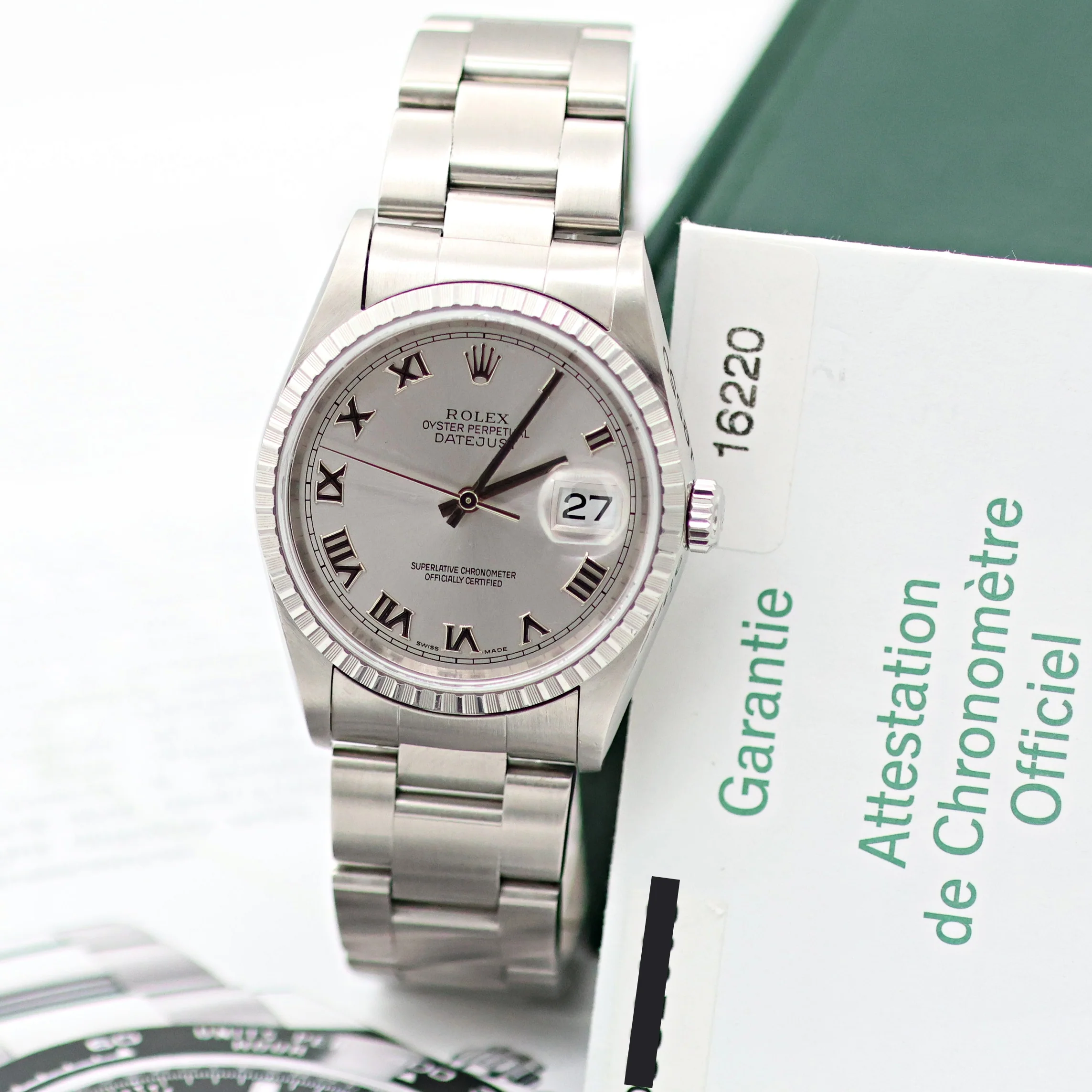 Rolex Datejust ref. 16220 Grey Roman Dial Oyster Bracelet - Full Set - Image 13
