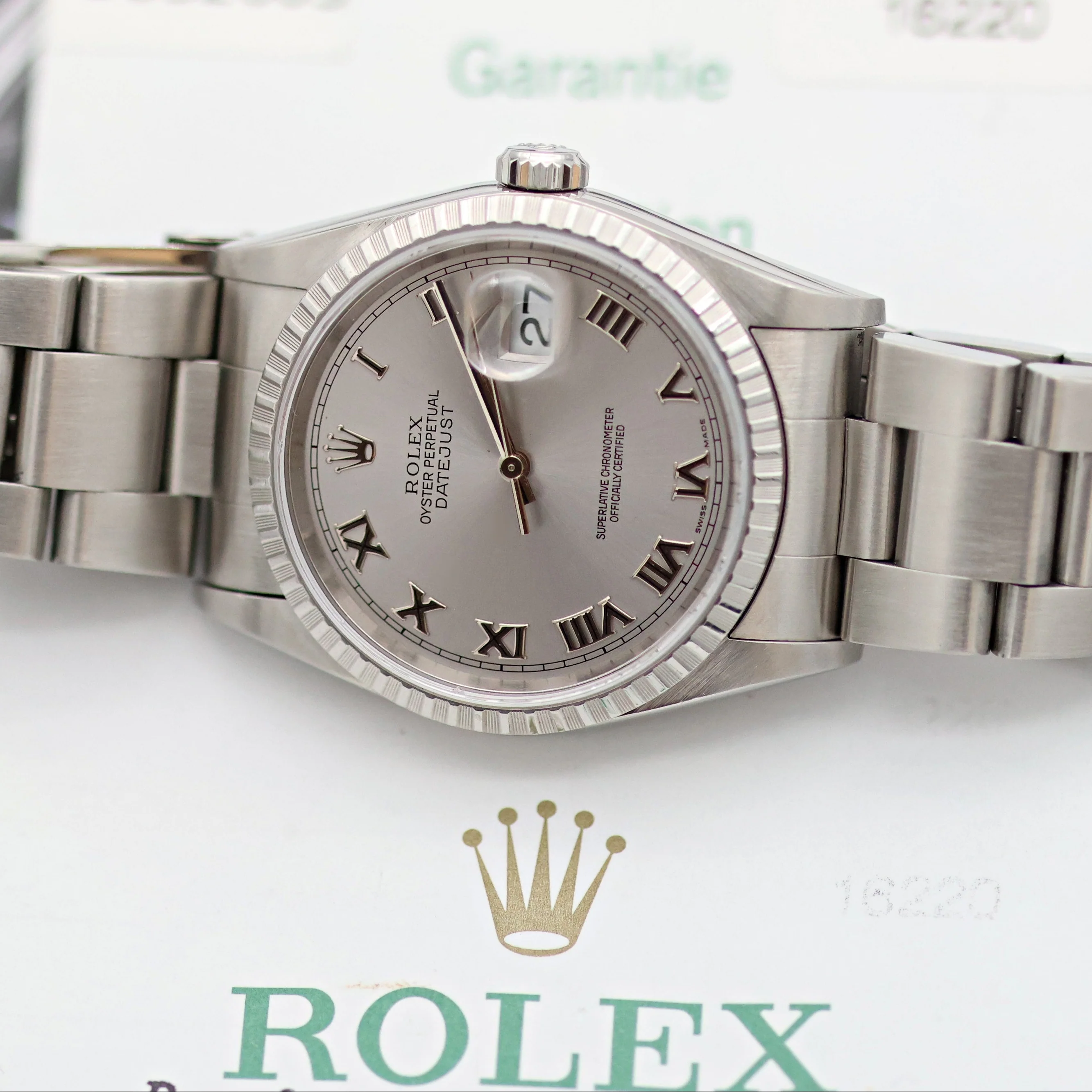 Rolex Datejust ref. 16220 Grey Roman Dial Oyster Bracelet - Full Set - Image 15
