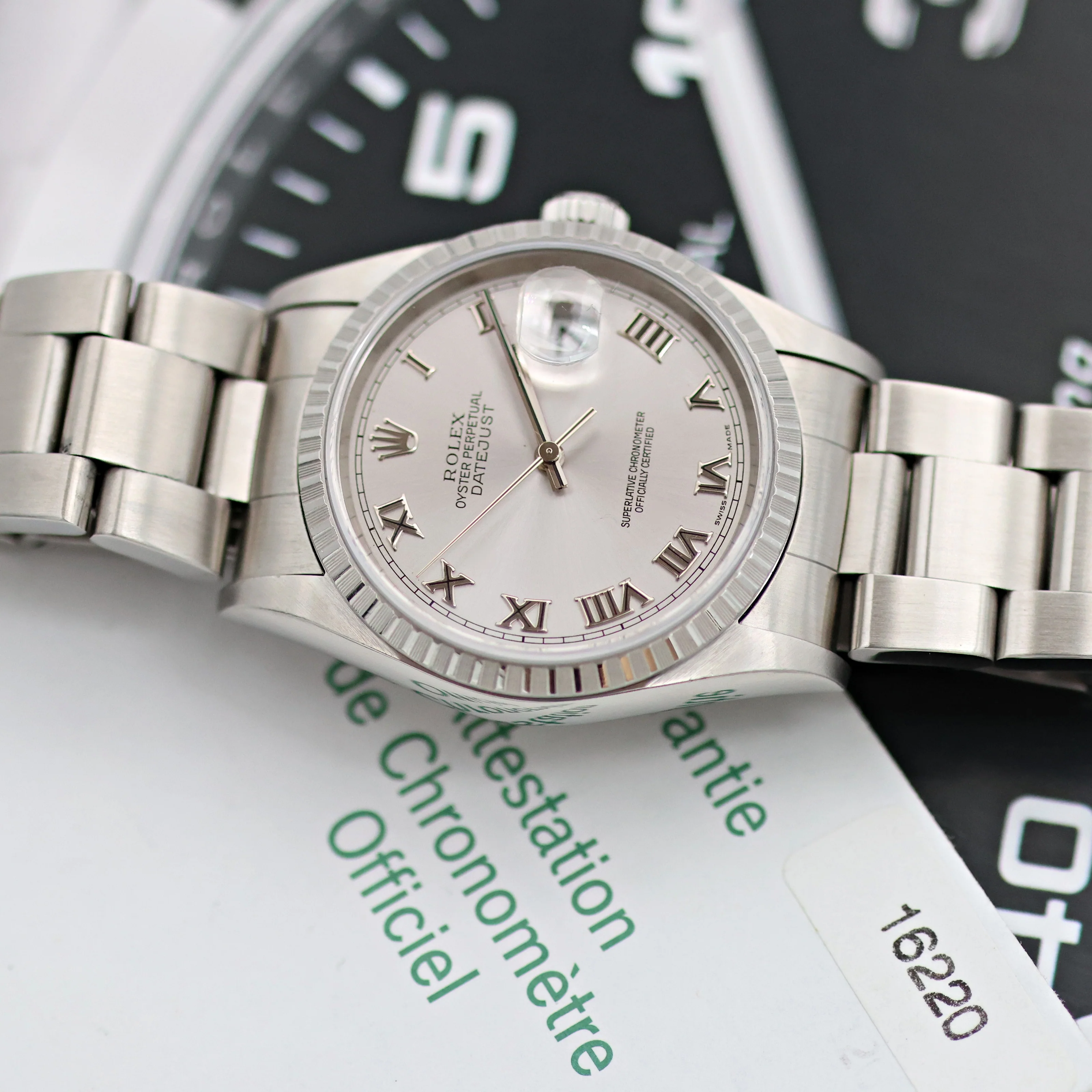 Rolex Datejust ref. 16220 Grey Roman Dial Oyster Bracelet - Full Set - Image 16
