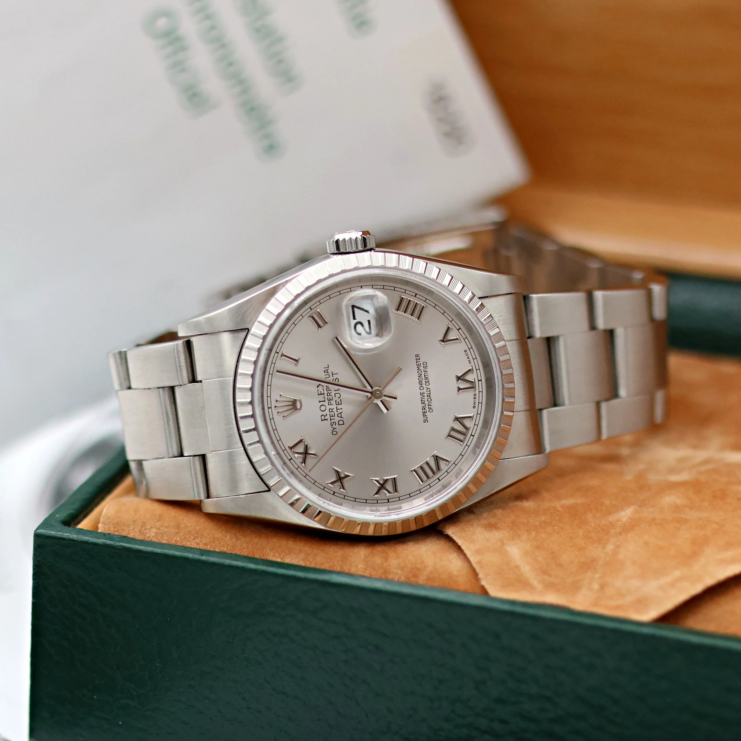 Rolex Datejust ref. 16220 Grey Roman Dial Oyster Bracelet - Full Set - Image 5