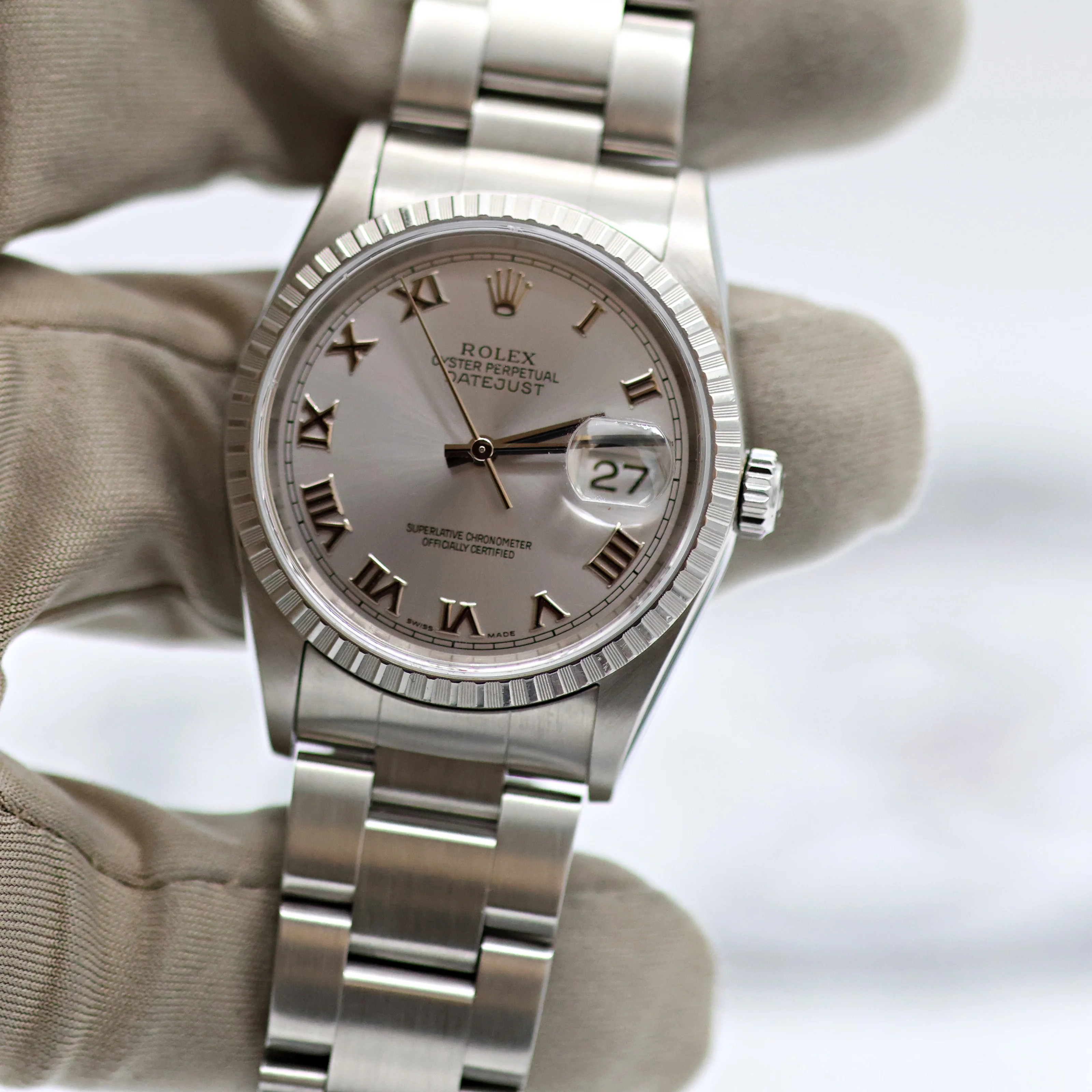 Rolex Datejust ref. 16220 Grey Roman Dial Oyster Bracelet - Full Set - Image 7