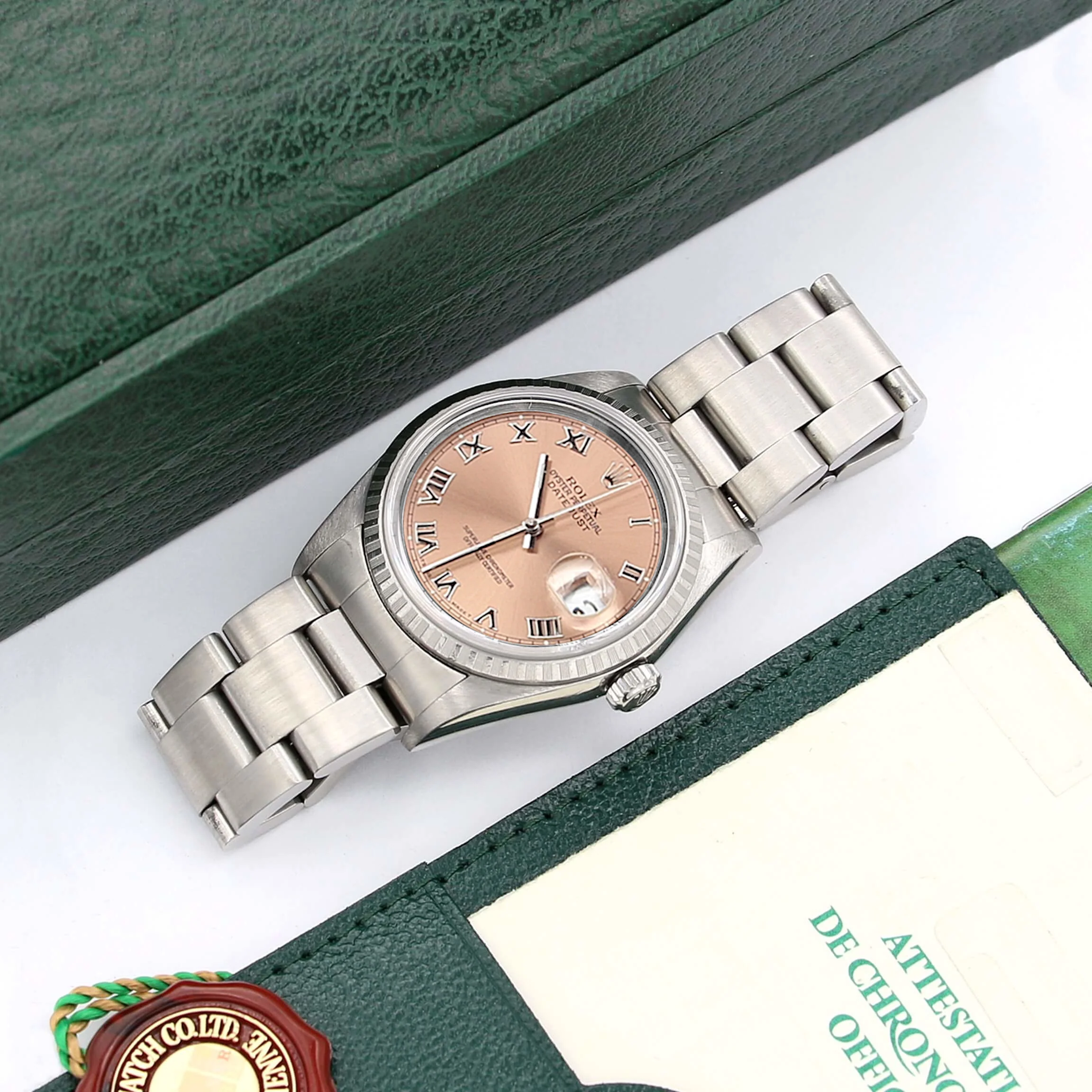 Rolex Datejust ref. 16220 Salmon Roman Dial Oyster Bracelet - Full Set - Image 2