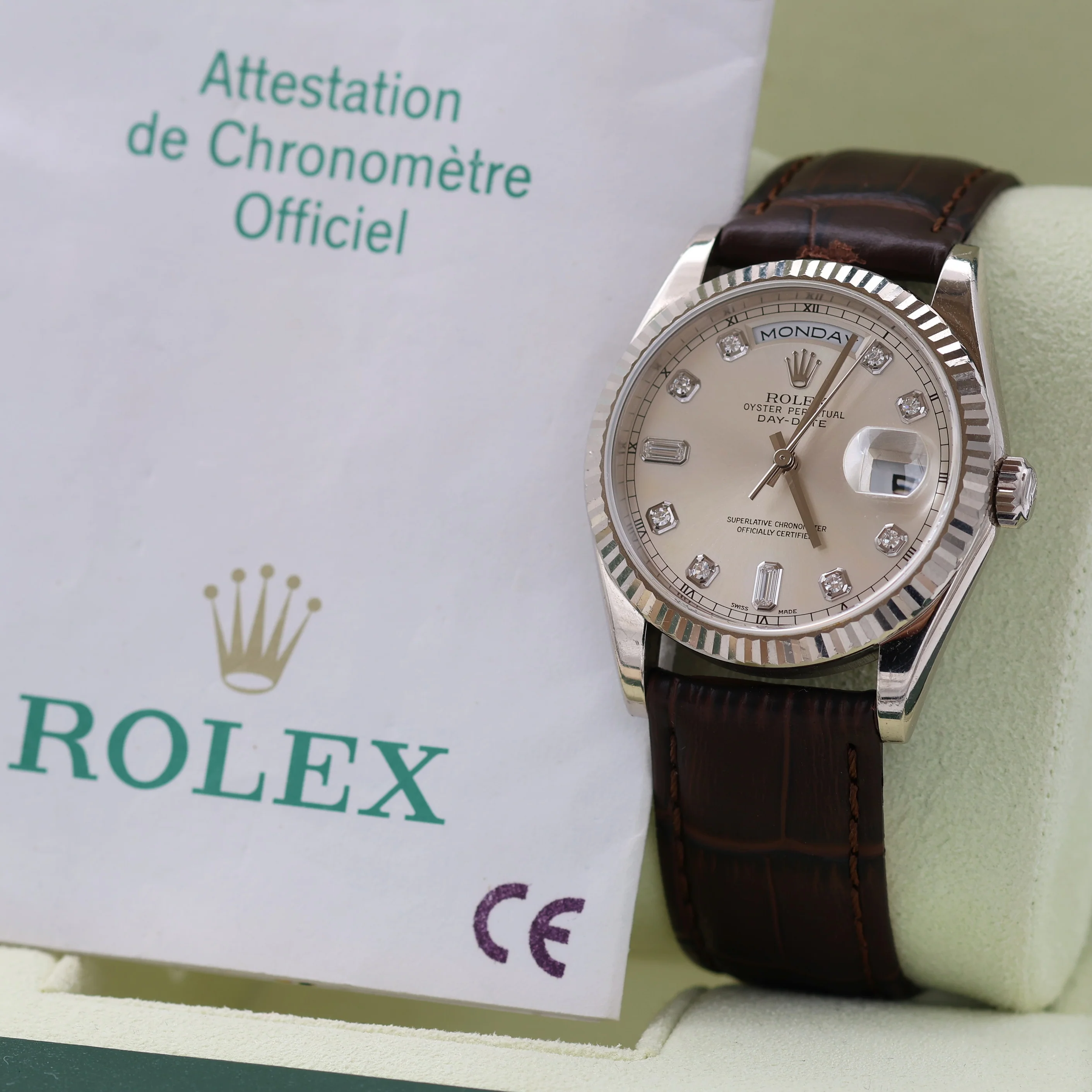 Rolex Day-Date 36 ref. 118239 Diamonds dial - Leather - Full Set - Image 3