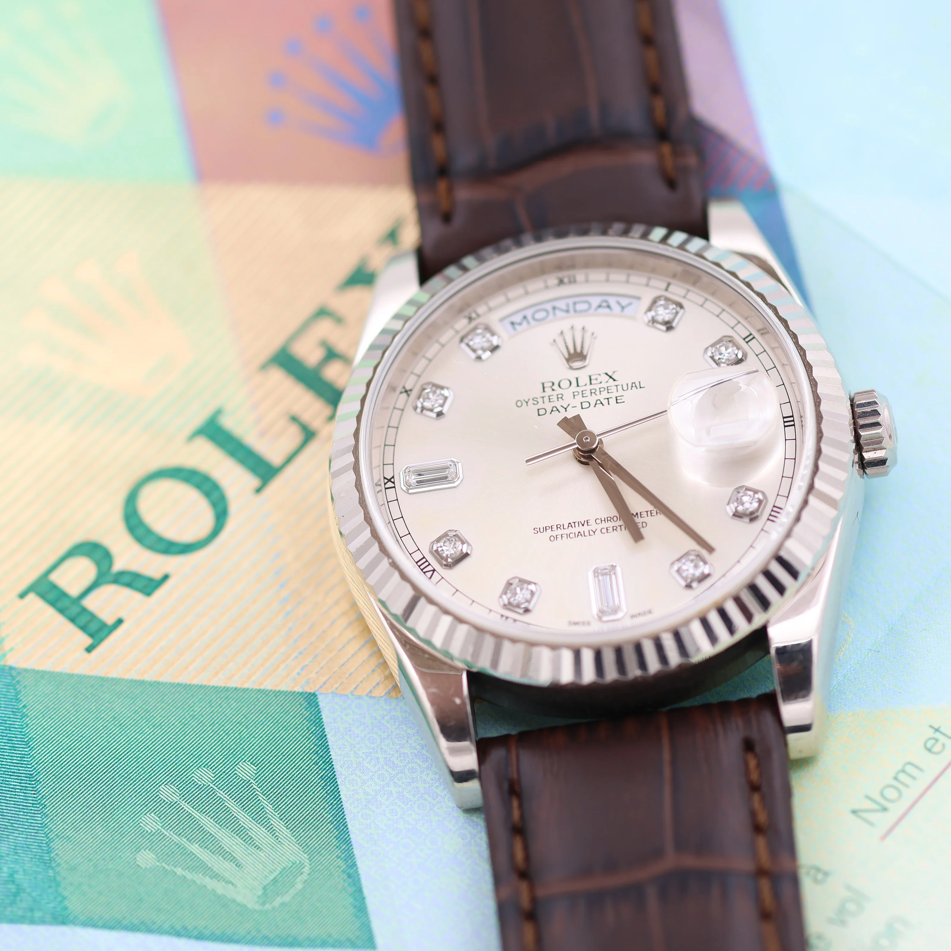 Rolex Day-Date 36 ref. 118239 Diamonds dial - Leather - Full Set - Image 5