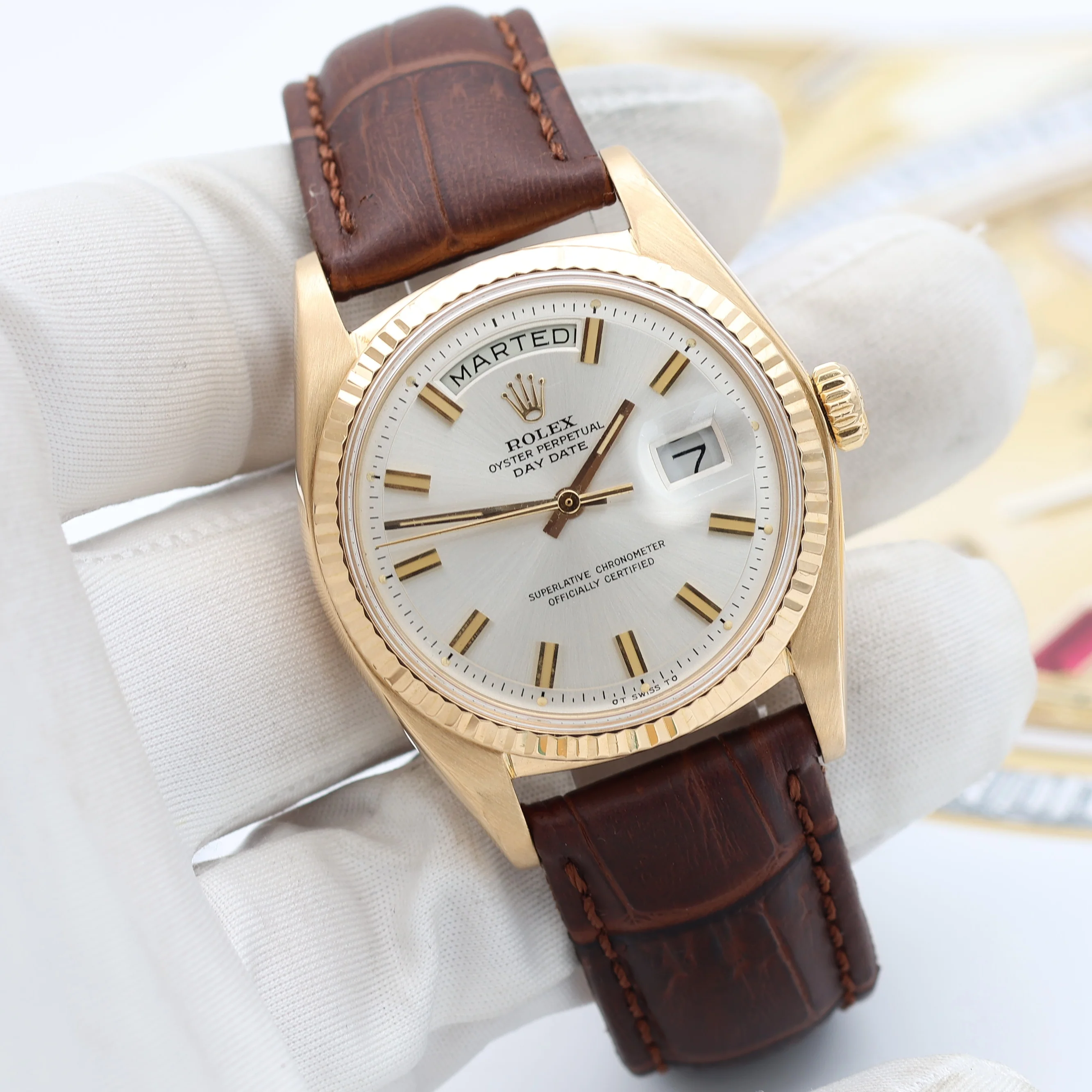 Rolex Day-Date ref. 1803 Silver Dial - Leather Strap - Image 3