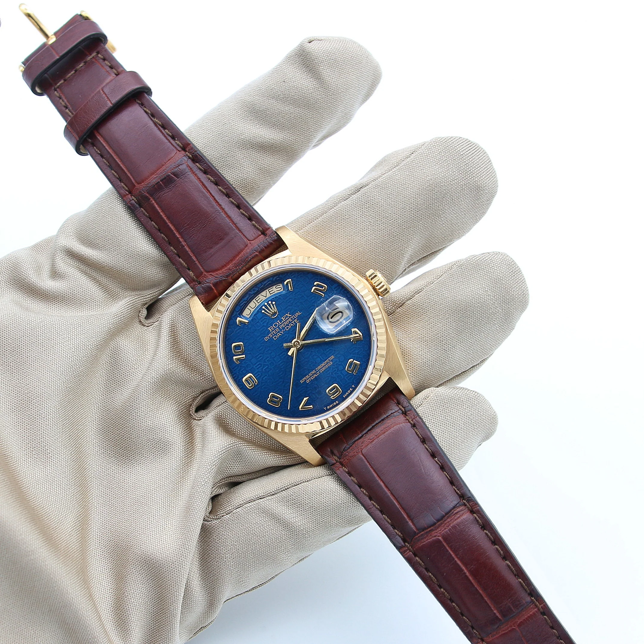 Rolex Day-Date ref. 18038 Blue Millennary Leather strap - Image 8