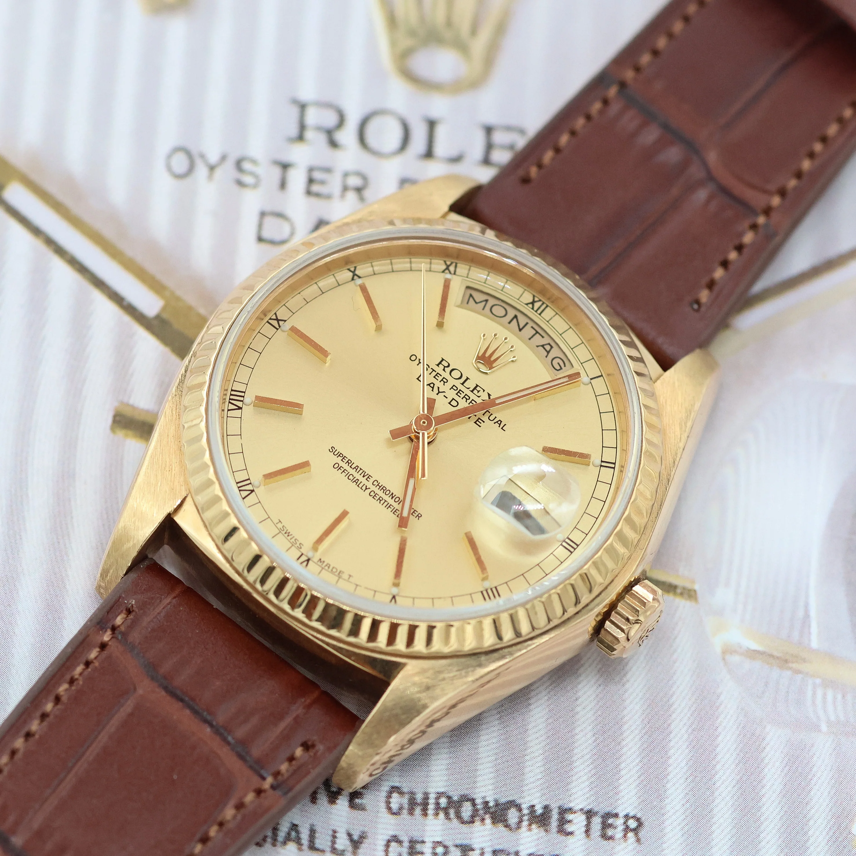 Rolex Day-Date ref. 18038 Champagne Dial - Leather strap - Image 5