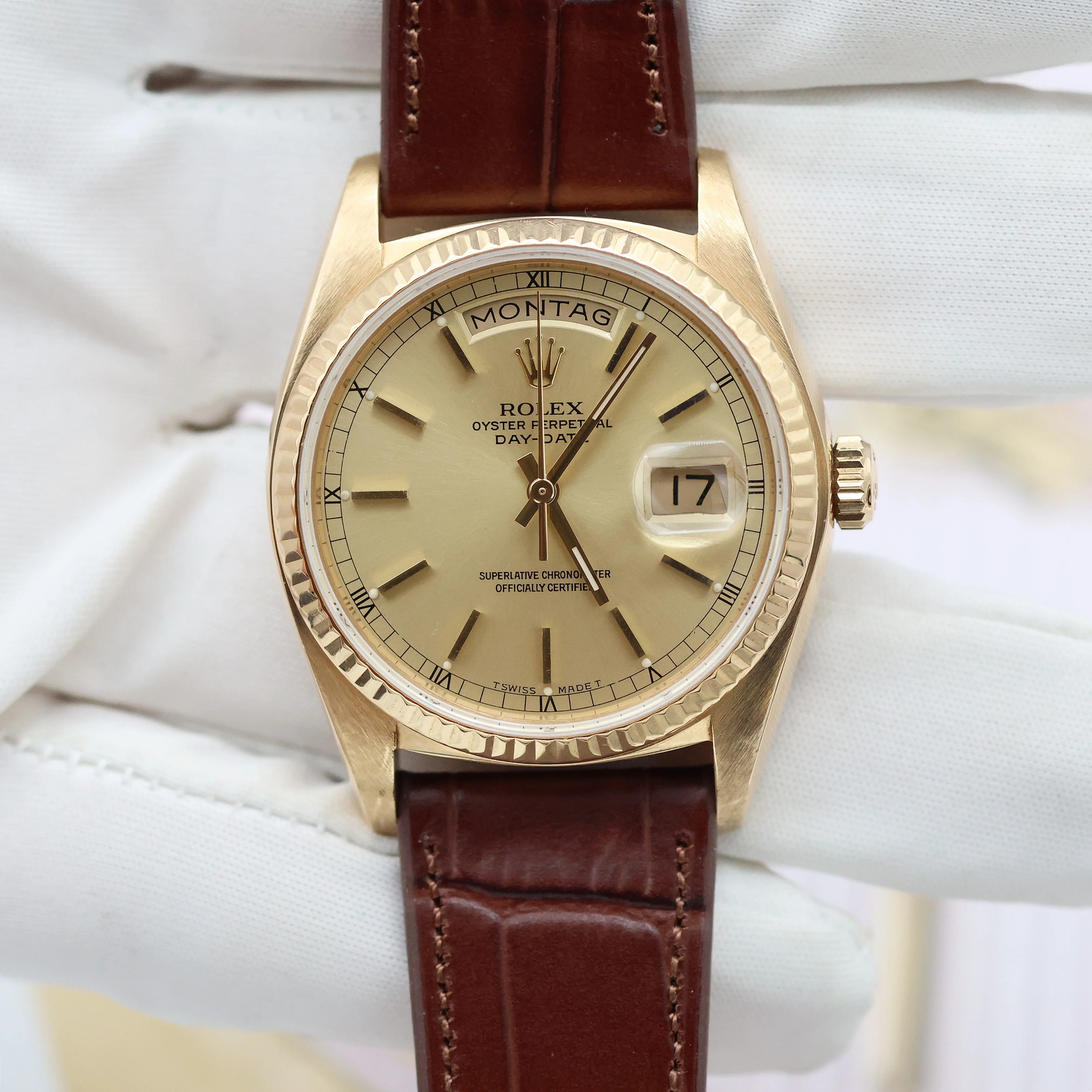 Rolex Day-Date ref. 18038 Champagne Dial - Leather strap - Image 7