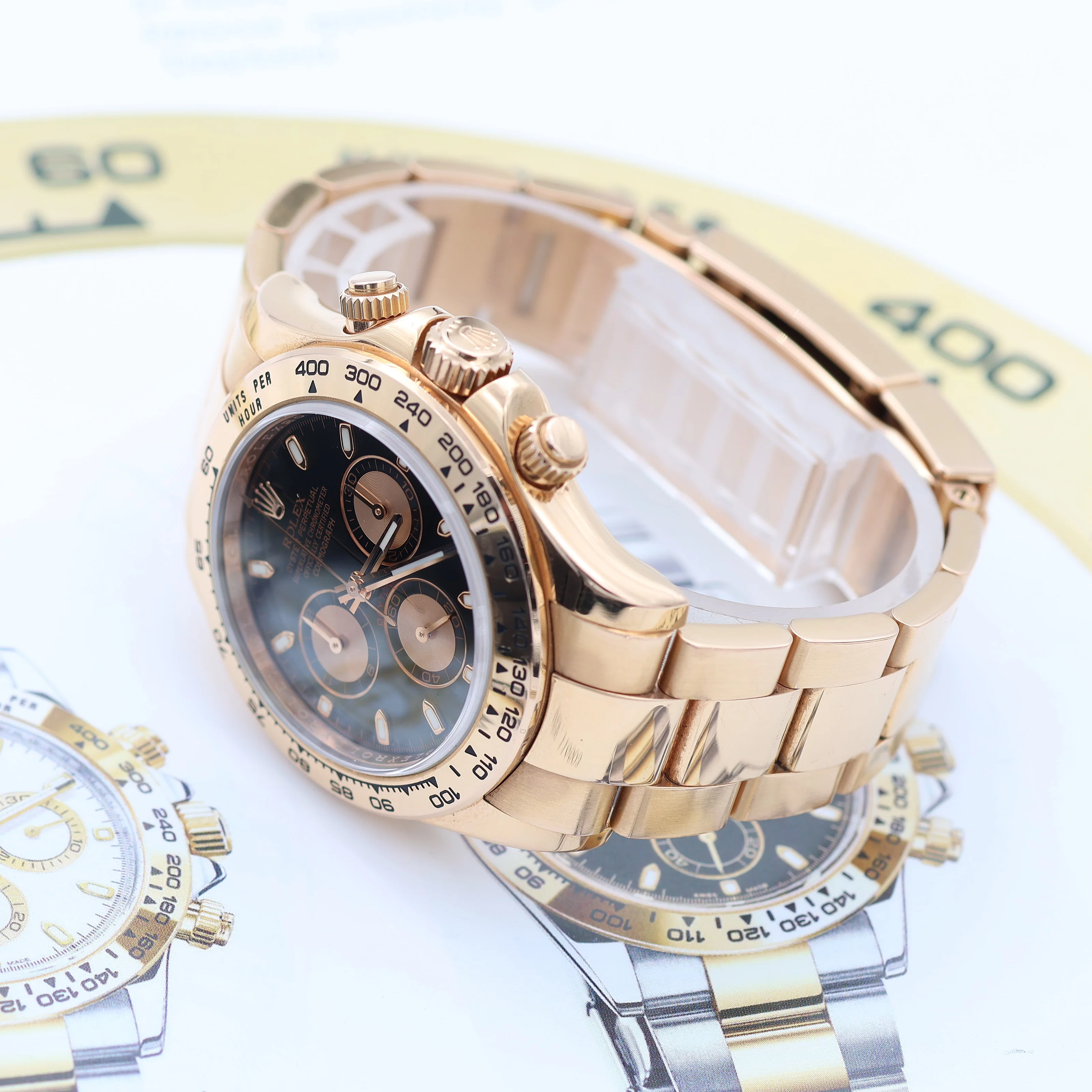 Rolex Daytona ref. 116505 Rose Gold - Black dial with pink subdials - Full Set - Image 7