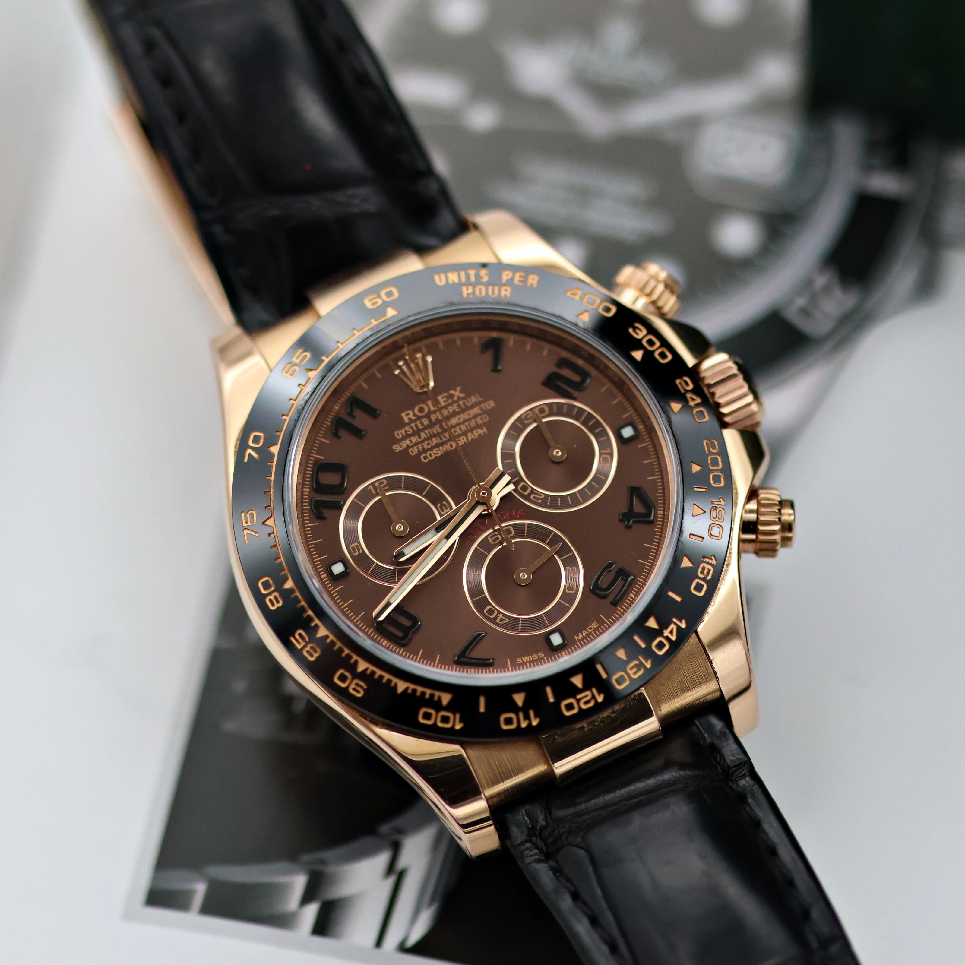 Rolex Daytona ref. 116515 Chocolate Arabic dial Rubber-B strap - Full Set - Image 4