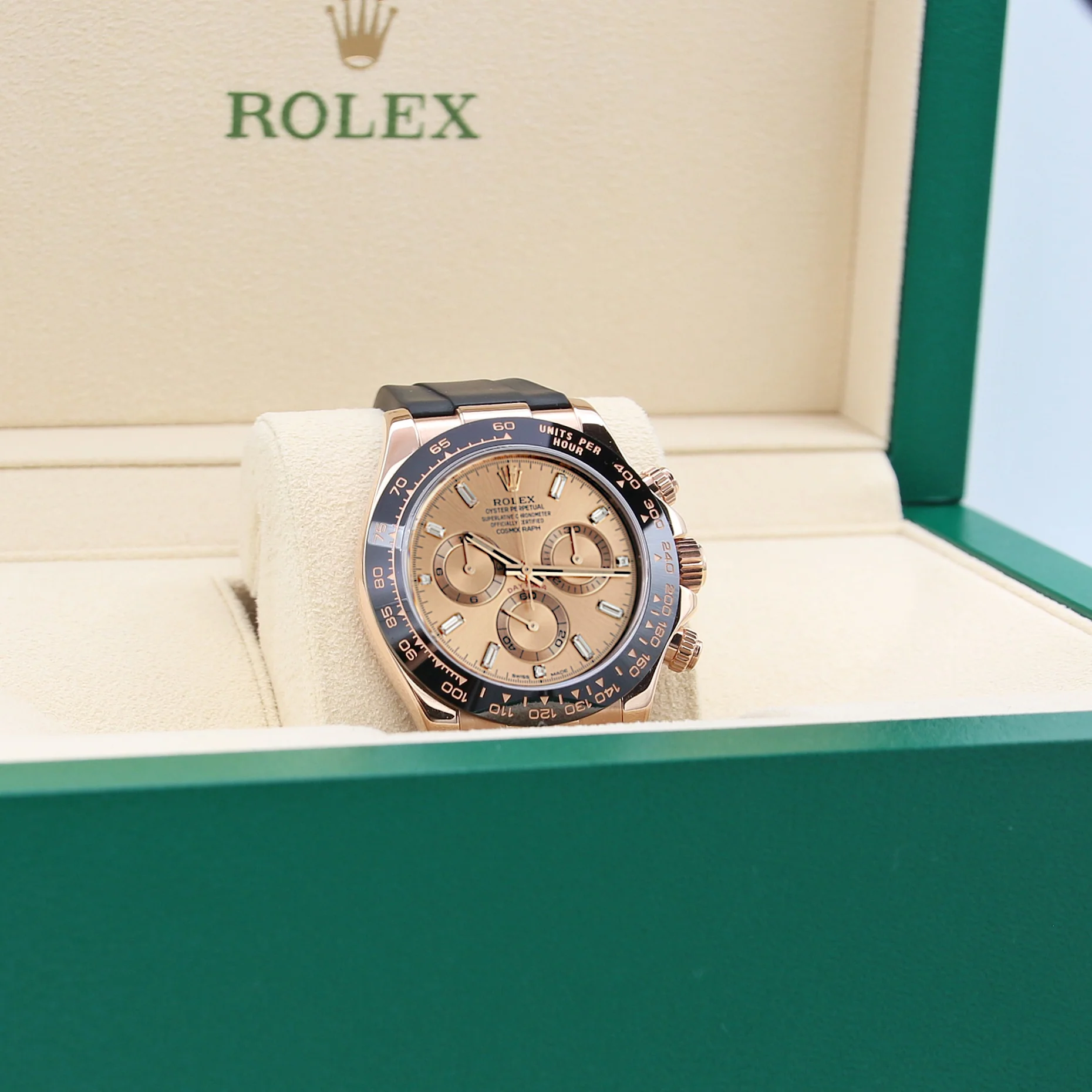 Rolex Daytona ref. 116515 Sundust Dial with Baguette Diamonds - Full Set - Image 2