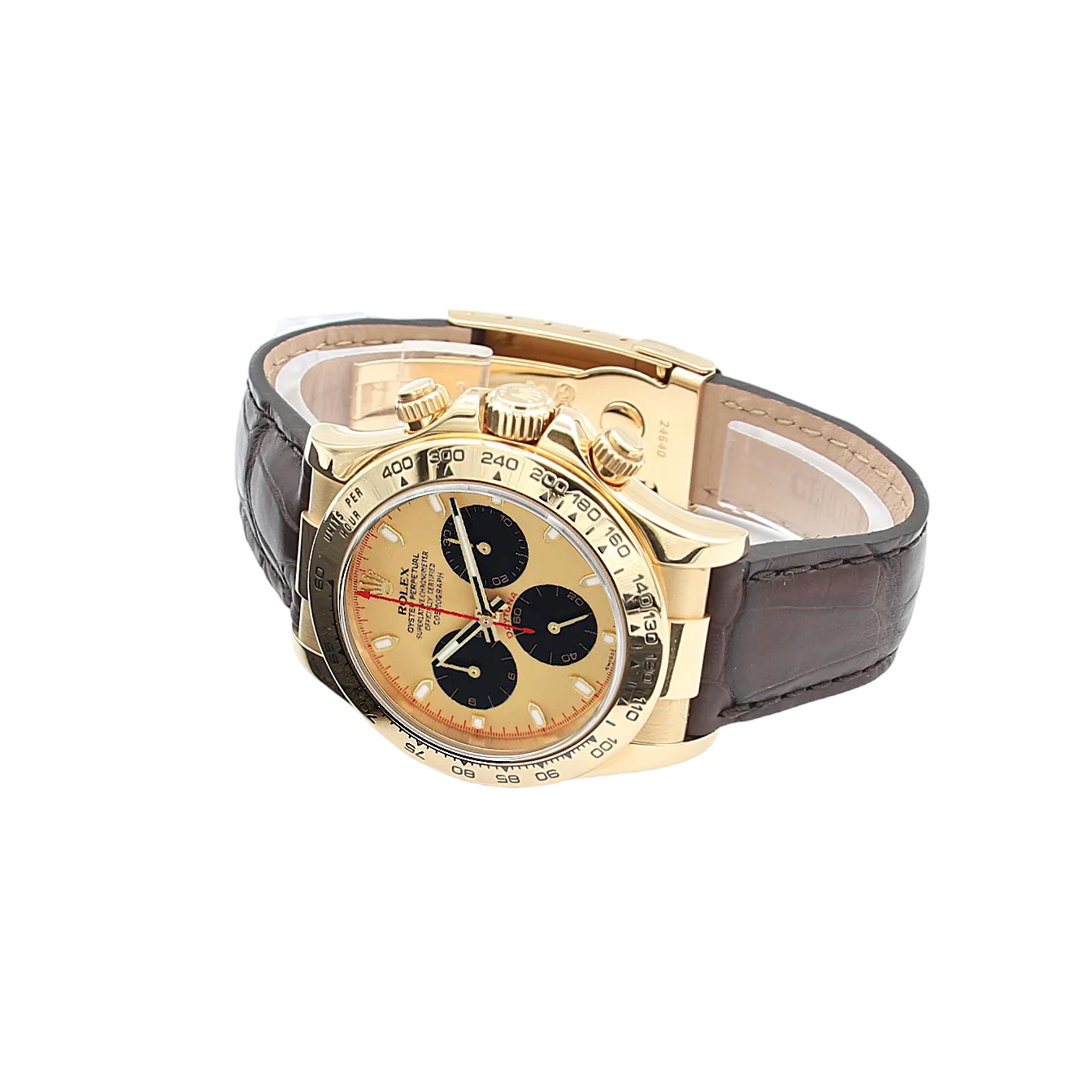 Rolex Daytona ref. 116518 - 18k Yellow Gold and Leather Strap - Champagne dial with black subdials - Image 4