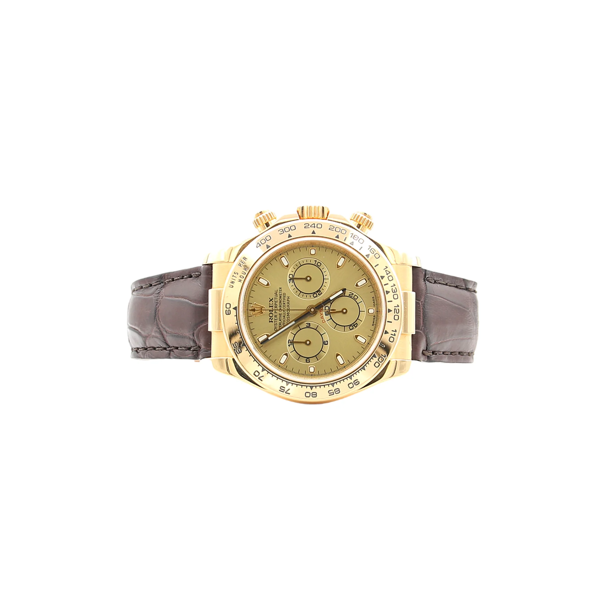 Rolex Daytona ref. 116518 - 18k Yellow Gold and Leather Strap - Champagne dial with gold subdials- Full Set - Image 4