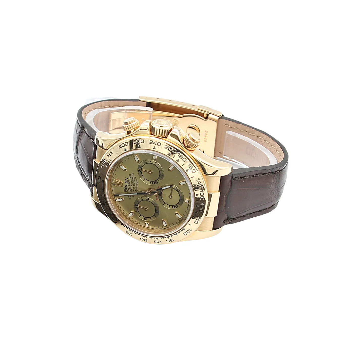 Rolex Daytona ref. 116518 - 18k Yellow Gold and Leather Strap - Champagne dial with gold subdials- Full Set - Image 7