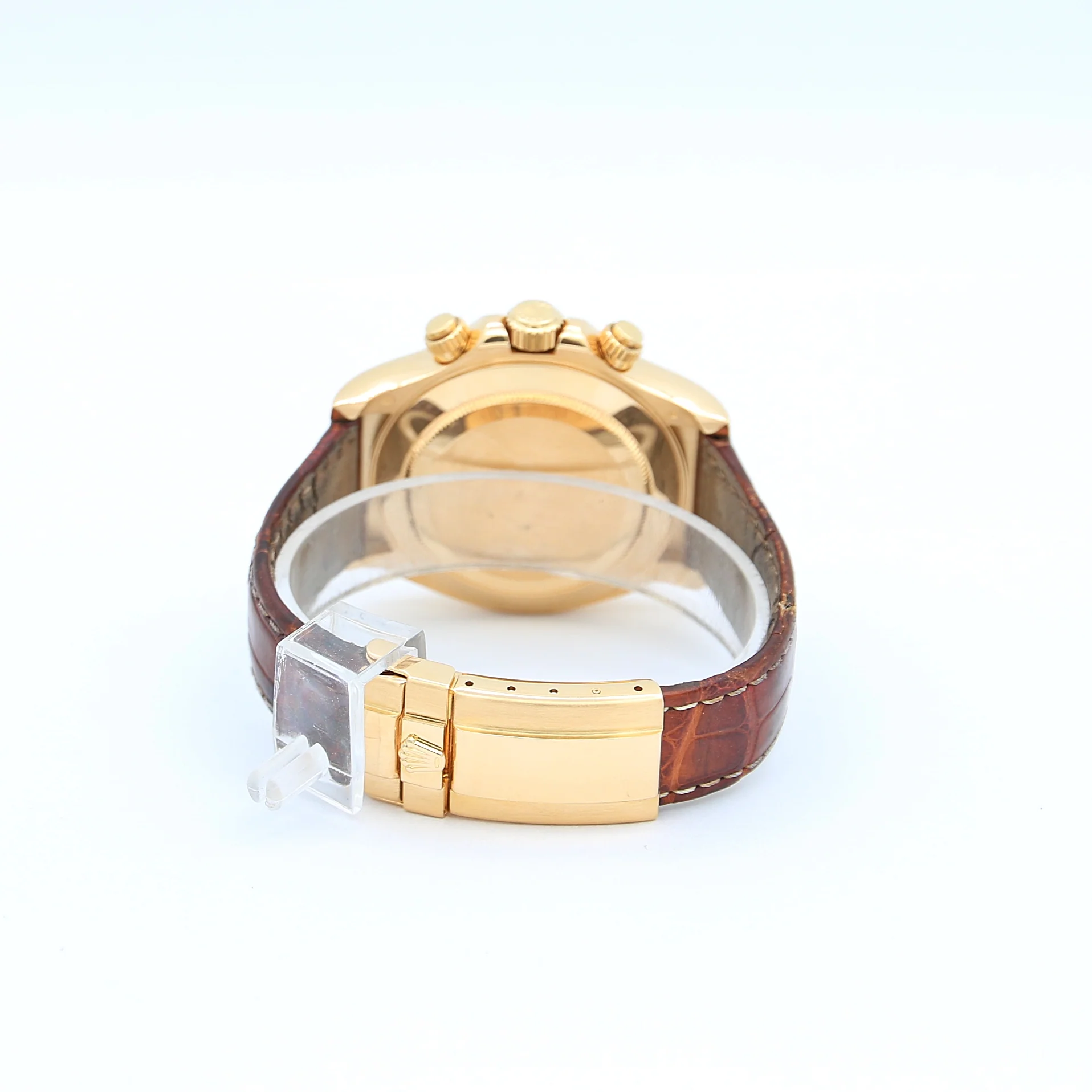 Rolex Daytona ref. 116518 -  18k Yellow Gold and Leather Strap - MOP Diamonds Dial - Full Set - Image 4