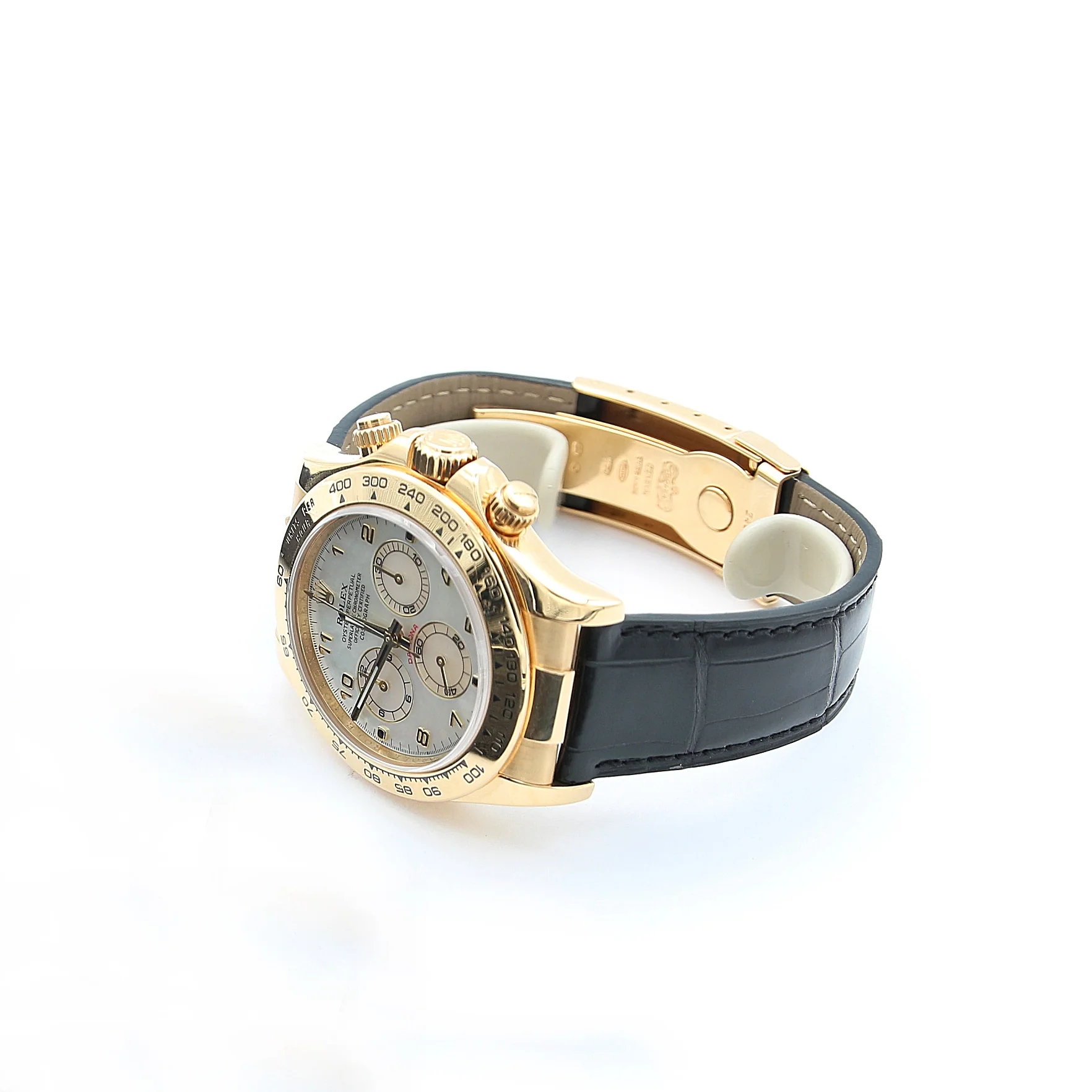 Rolex Daytona ref. 116518 - 18k Yellow Gold and Leather Strap - MOP Arabic Dial - Full Set - Image 4