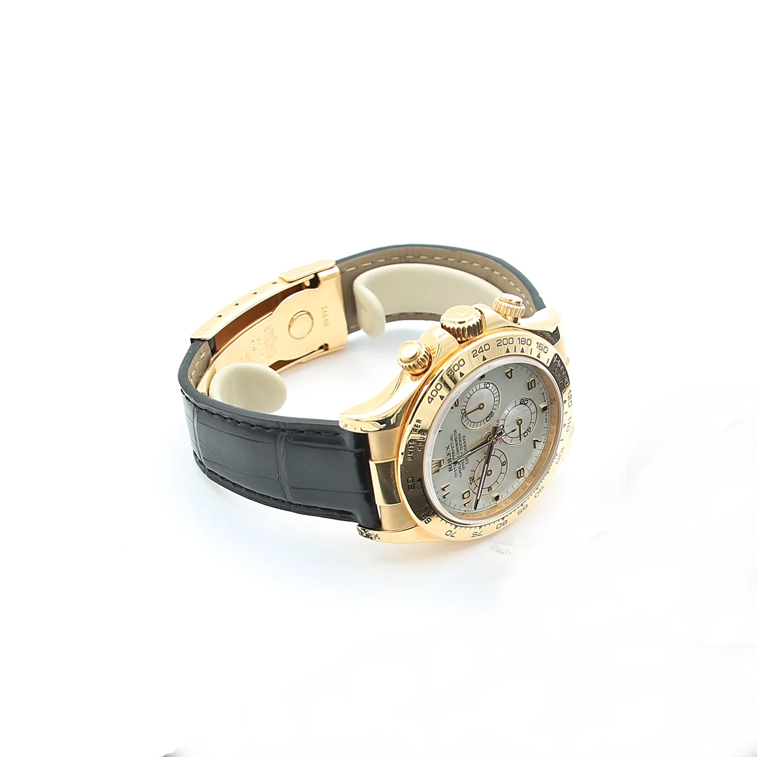 Rolex Daytona ref. 116518 - 18k Yellow Gold and Leather Strap - MOP Arabic Dial - Full Set - Image 5