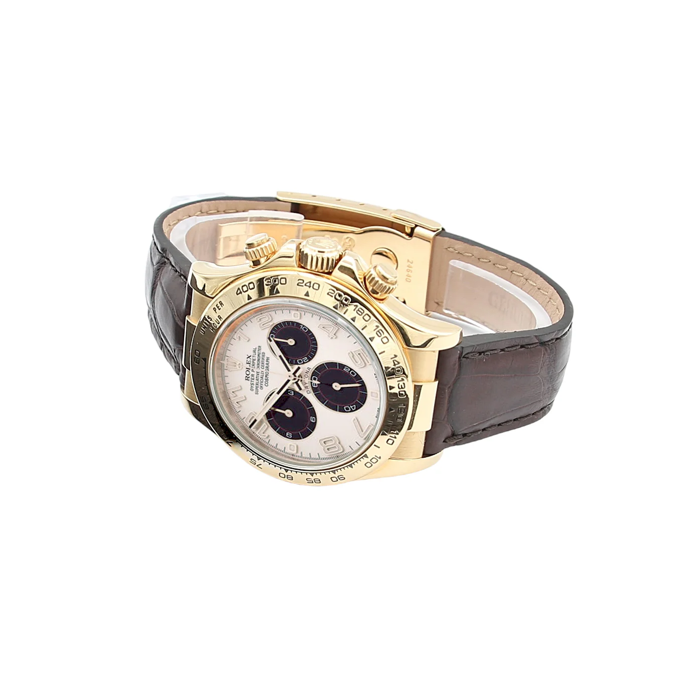 Rolex Daytona ref. 116518 - 18k Yellow Gold and Leather Strap - White Racing dial - Full Set - Image 4