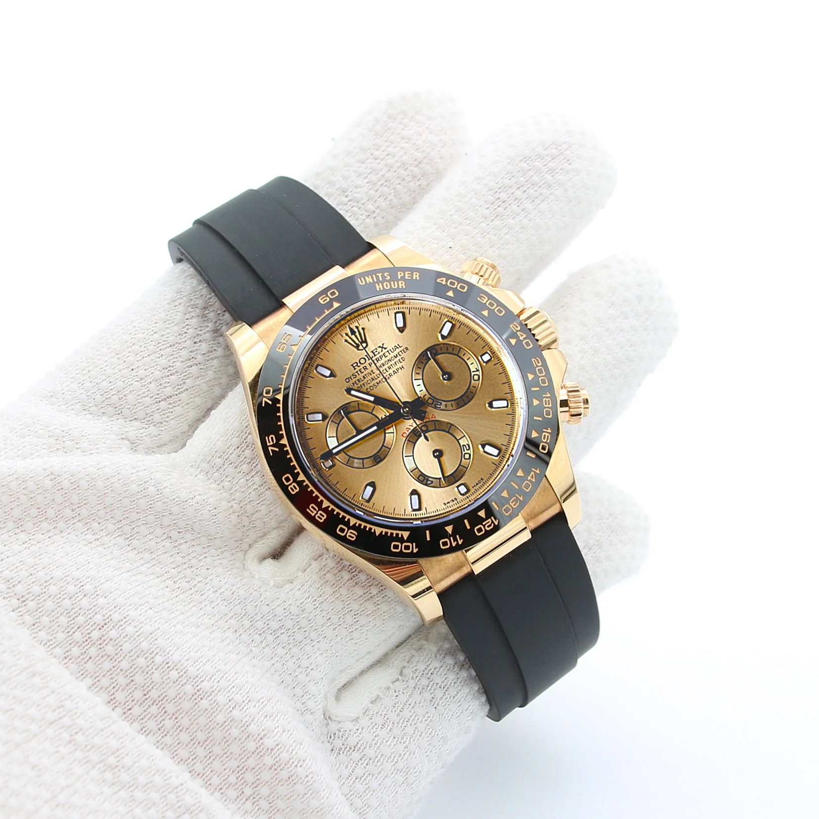 Rolex Daytona ref. 116518LN - Oysterflex - Champagne Dial with Gold Subdials - Full Set - Image 4
