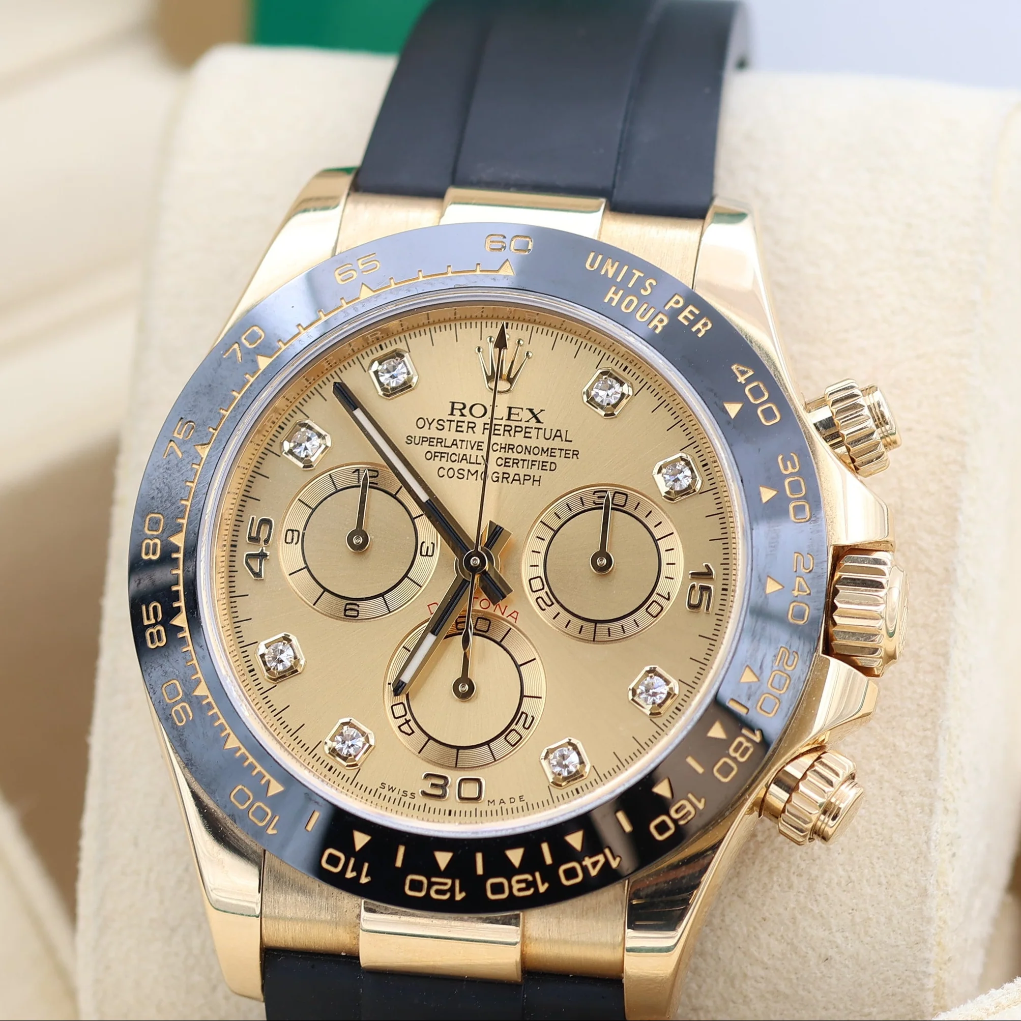Rolex Daytona ref. 116518LN - Oysterflex - Champagne Dial with diamonds - Full Set