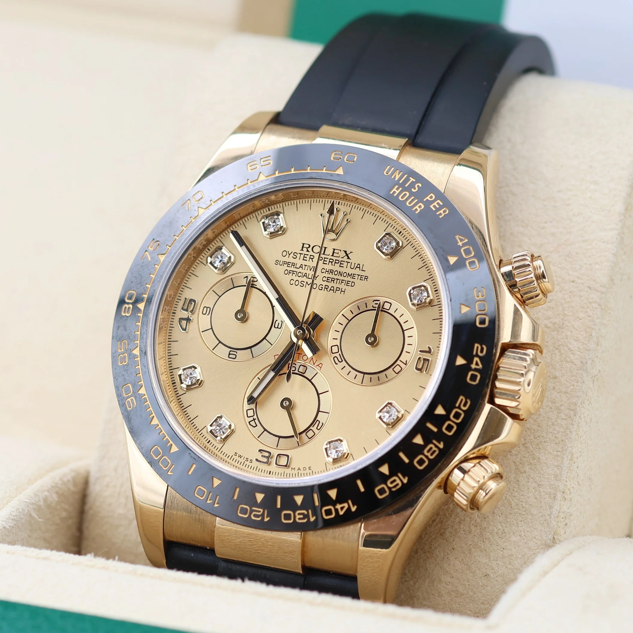 Rolex Daytona ref. 116518LN - Oysterflex - Champagne Dial with diamonds - Full Set - Image 2